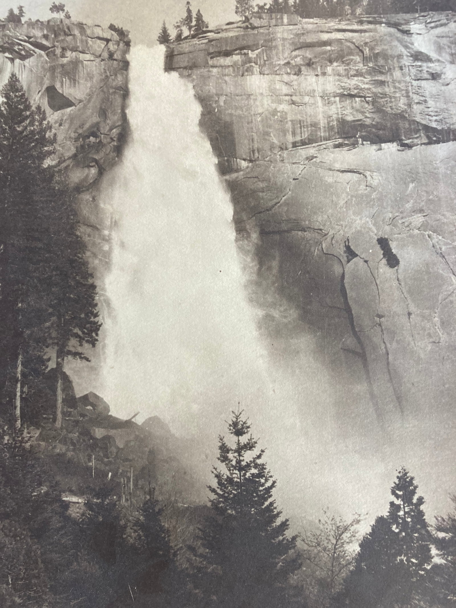 GUSTAV FAGERSTEEN (1829-1889) YO-SEMITE VALLEY California NEVADA FALLS: AUTHOR/ARTIST: Gustav Fagersteen (Berlin, Germany, Yosemite Valley, California, 1829 - 1889) MEDIUM: Albumen print SIZE: Unframed: Matting = 20" x 16", Image = 16" x 9" TITLE: Nevada Falls DESCRIPTION