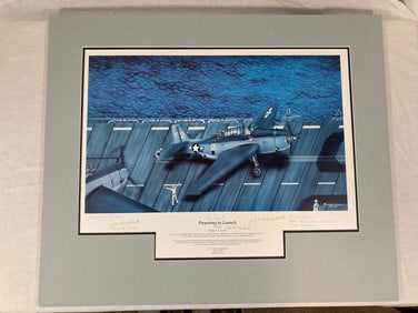 PRESIDENT GEORGE H. W. BUSH Signed X9 PREPARING TO LAUNCH Giclee Print LIMITED EDITION