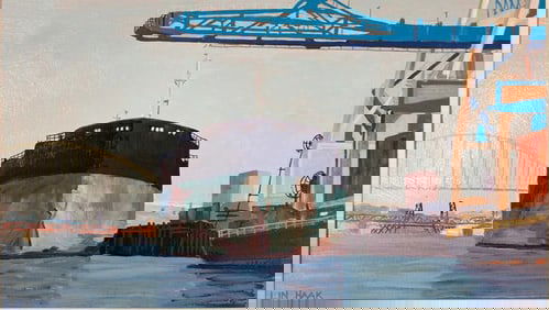 LIN HAAK Signed OIL ON BOARD Terminal 2 PORTLAND, OREGON