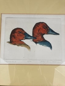 ALAN JAMES ROBINSON Signed CANVASBACK DUCKS Hand-colored Etching LIMITED EDITION