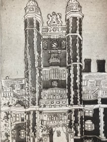 WILLIAM J. WENDT Jr. Signed PROVOST TOWER UNIVERSITY OF PENN Etching LIMITED EDITION