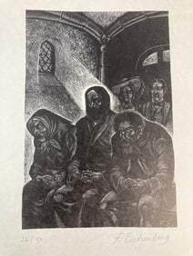 FRITZ EICHENBERG Signed Wood Engraving THE DIARY OF A COUNTRY PRIEST Limited Editions Club 1986