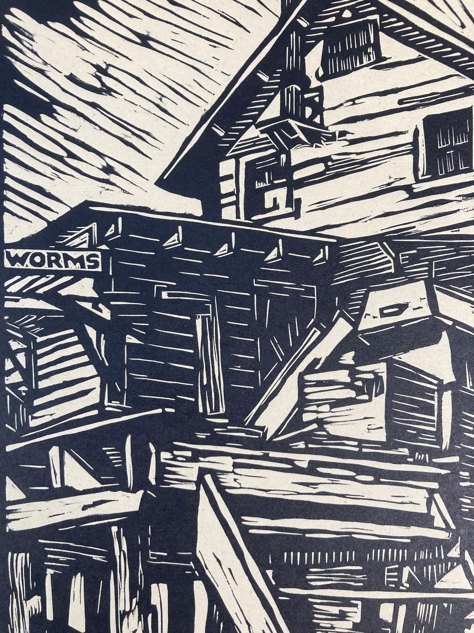 E.M. WASHINGTON Pencil Signed WOODBLOCK PRINT Bait House "1938" (1 of 14)