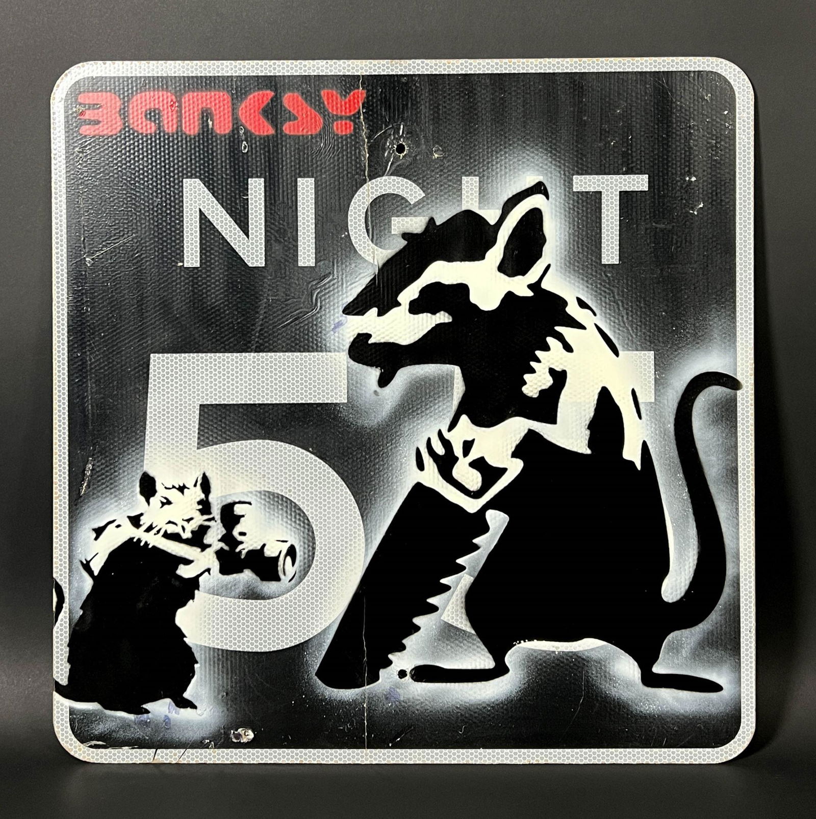 Banksy (British, 1974-) - Aerosol Stencil on Metal (1 of 5)