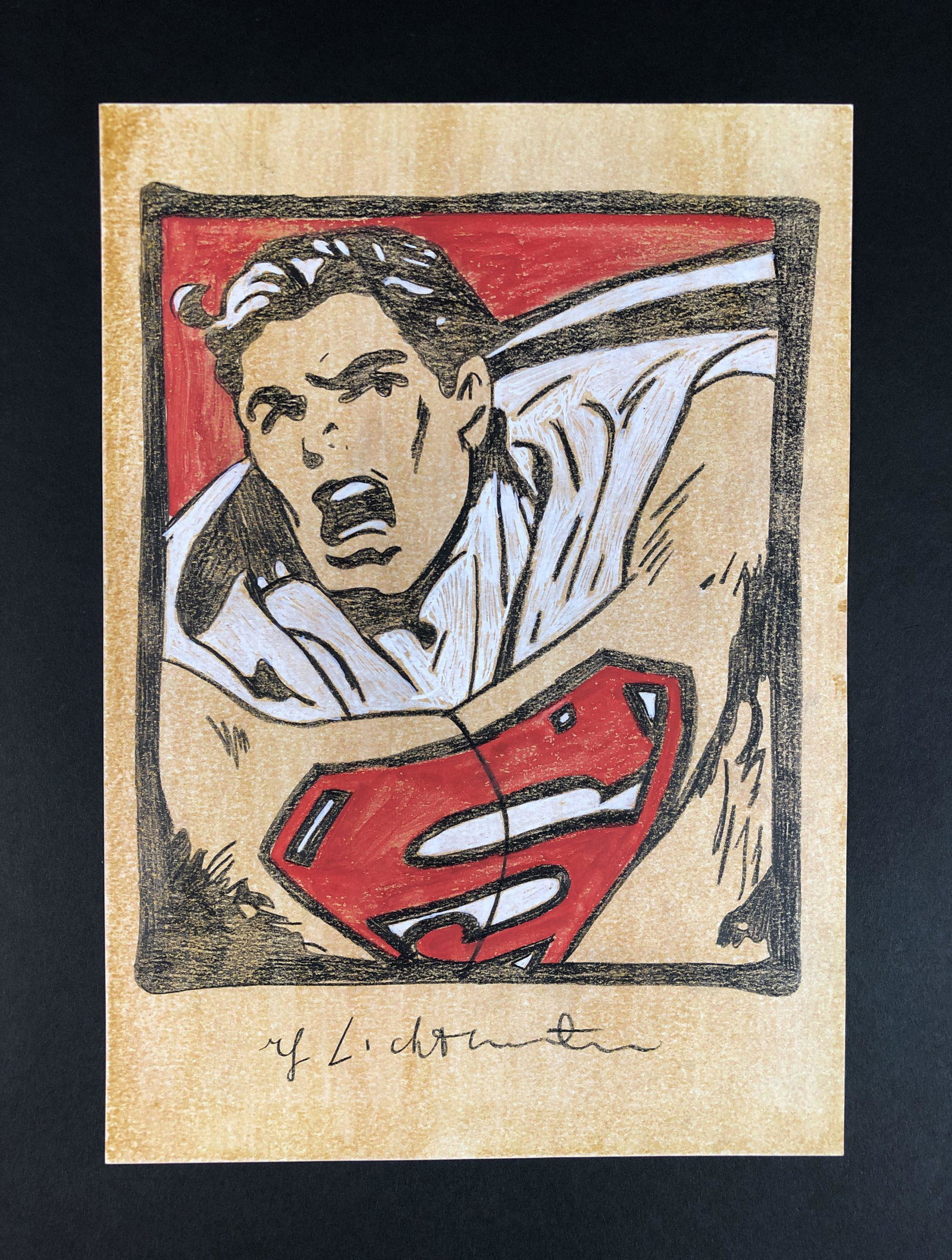 Roy Lichtenstein (American, 1923-1997) - Mixed Media: This lot consists of a mixed media illustration on paper (colored pencil & gouache), executed in the pop art style of modern artist Roy Lichtenstein (American, 1923-1997). "Roy Lichtenstein" is hand w
