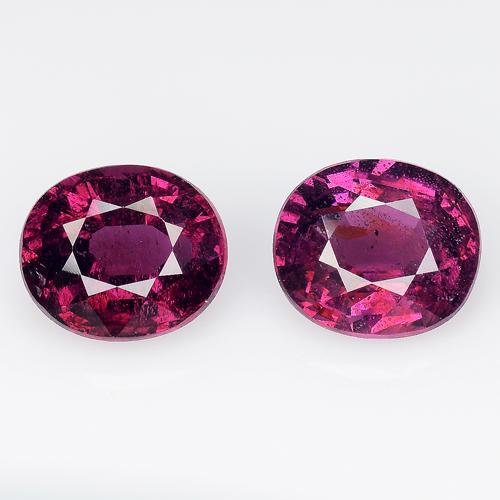 2.45 CTS 2 PCS NATURAL RHODOLITE GARNET OVAL SHAPE GOOD LUSTER LOOSE GEMSTONES (1 of 2)