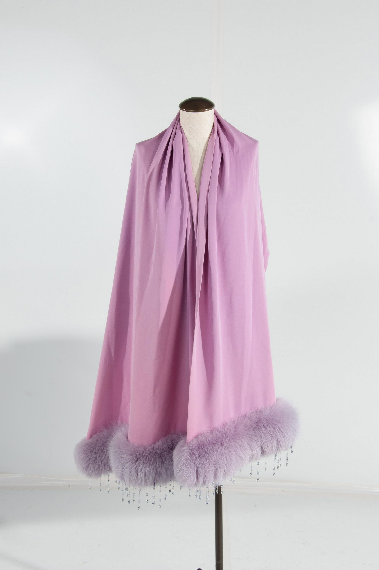 Atelier Versace Evening Scarf Fur Beaded Trim Lilac (1 of 8)