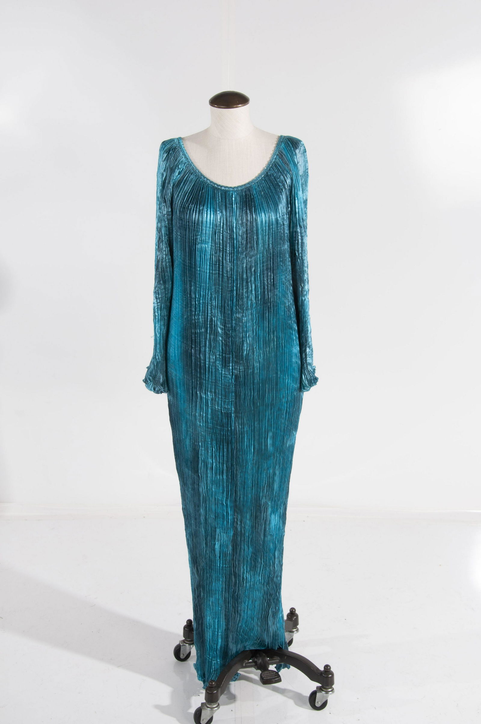 Patricia Lester Silk Pleated Dress Teal (1 of 7)