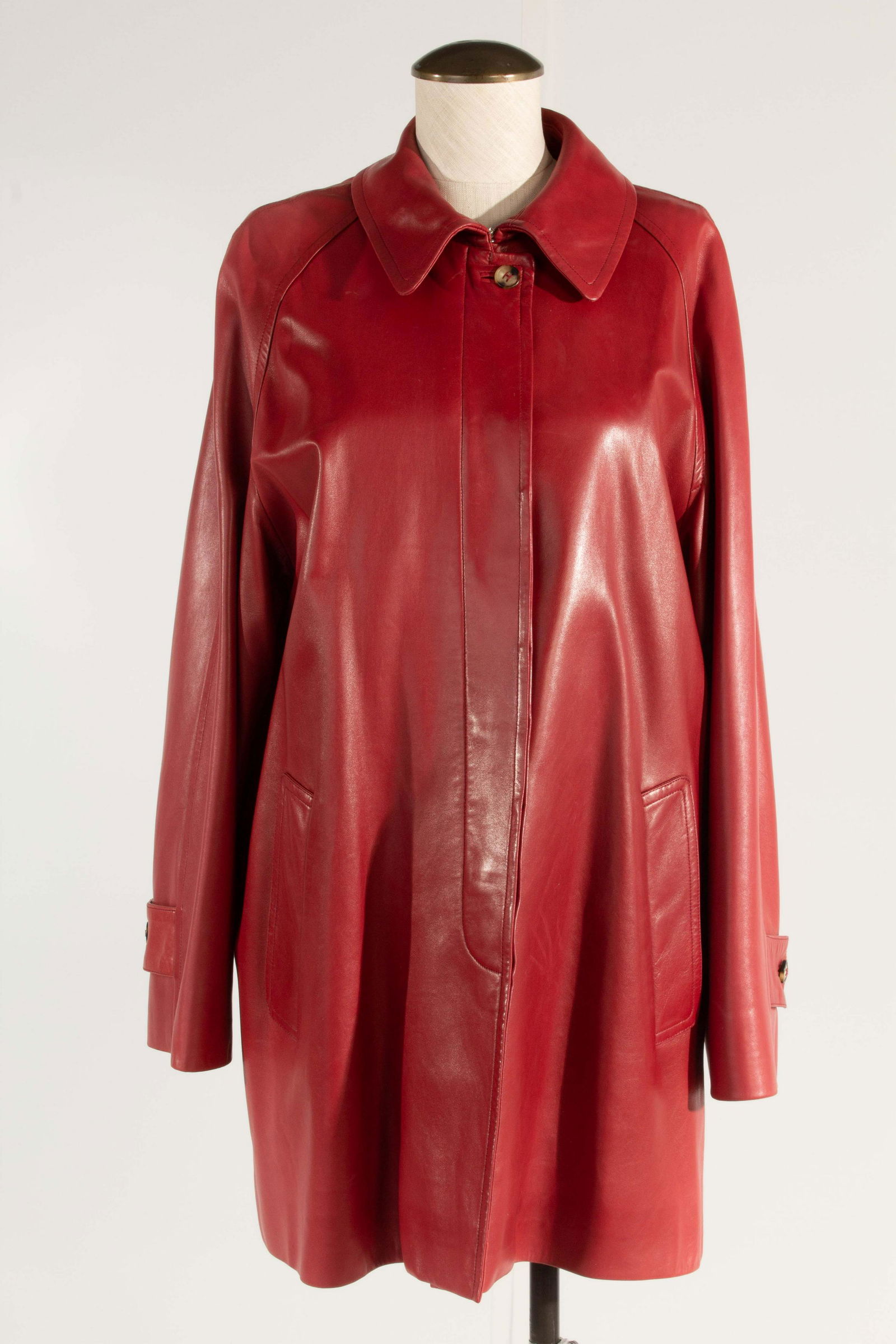 Hermes Leather Coat RED Size 40 (1 of 12)