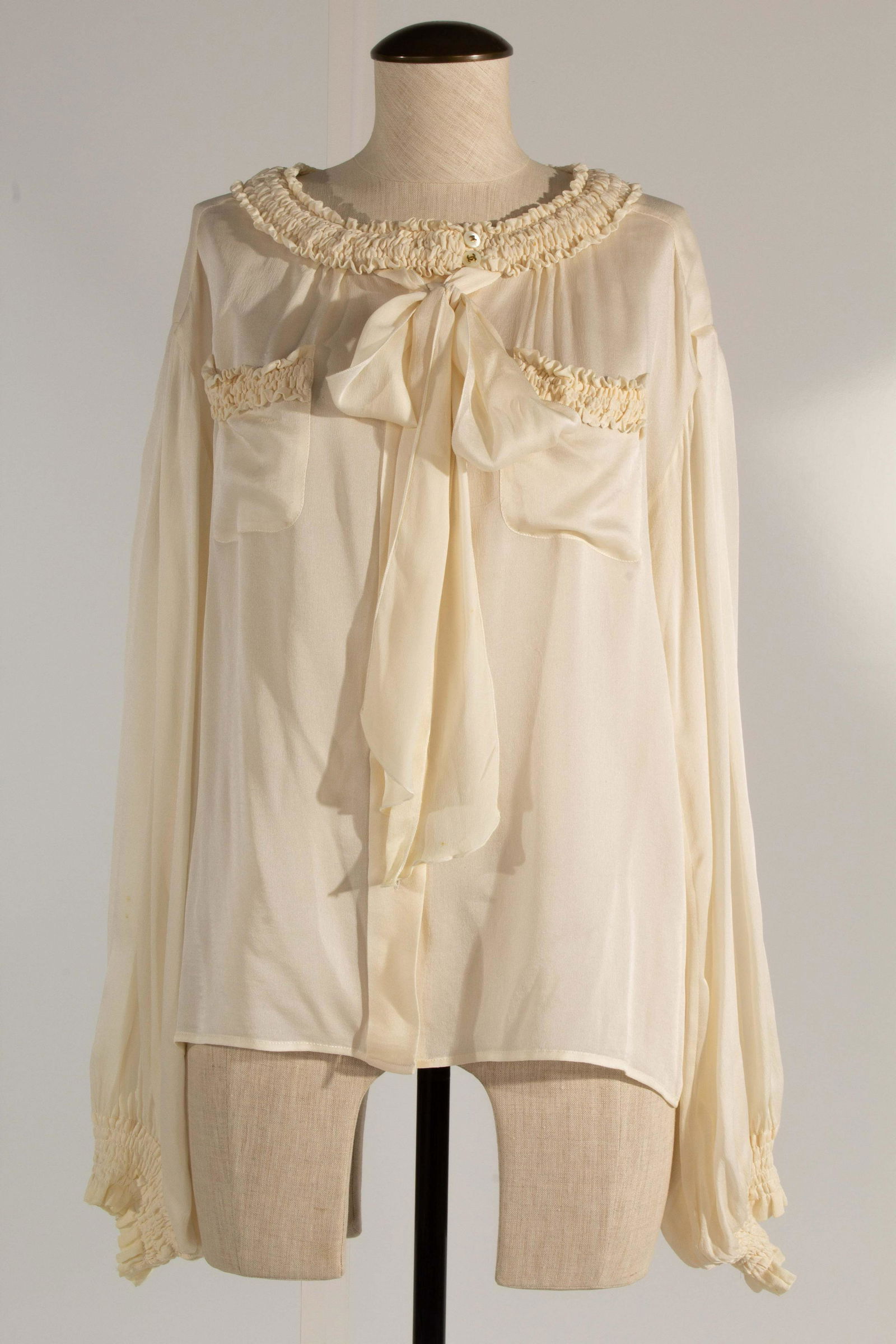 Chanel Silk Peasant Blouse Cream (1 of 17)