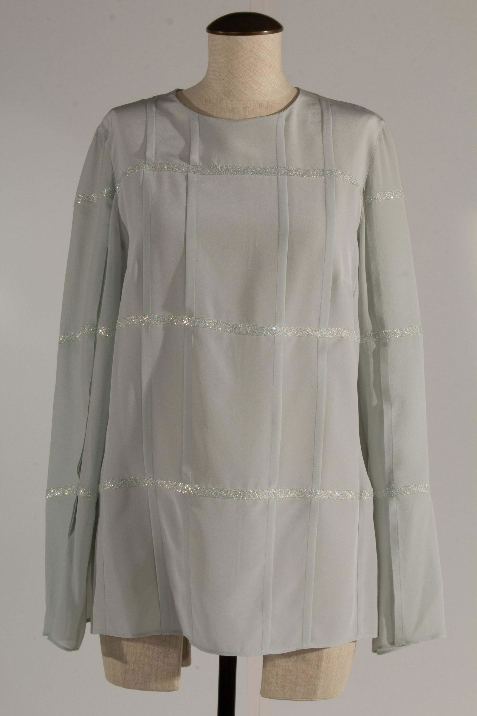 Akris Silk Glitter Blouse Size 8 GREY New with Tags (1 of 16)