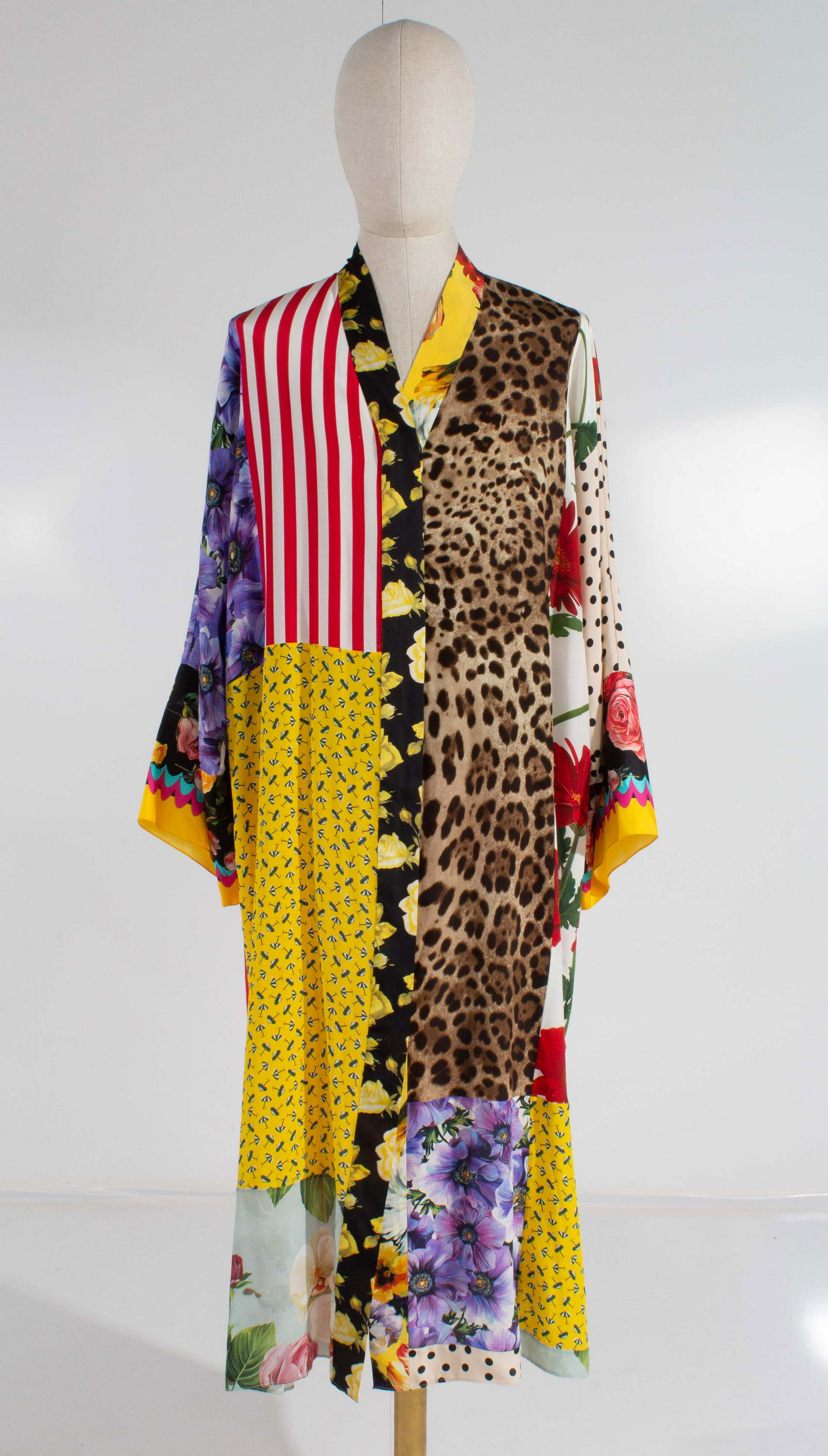 Dolce & Gabbana Patchwork Silk Crepe de Chine Dress Size 44 Spring 2021 HEIDI KLUM (1 of 13)