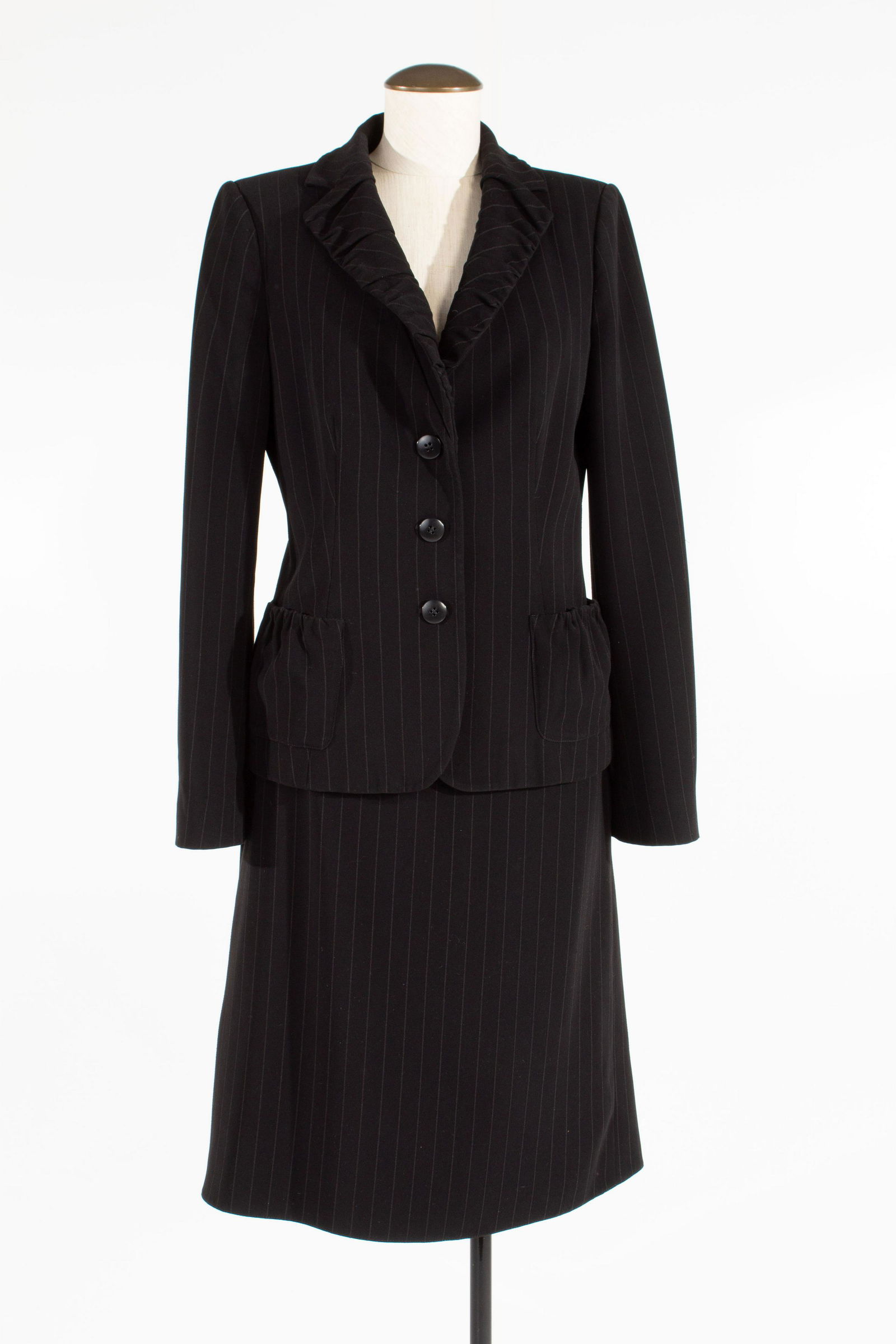 Armani Collezioni Pinstripe Suit Black Size 8 Skirt, Jacket Size Unknown (1 of 11)