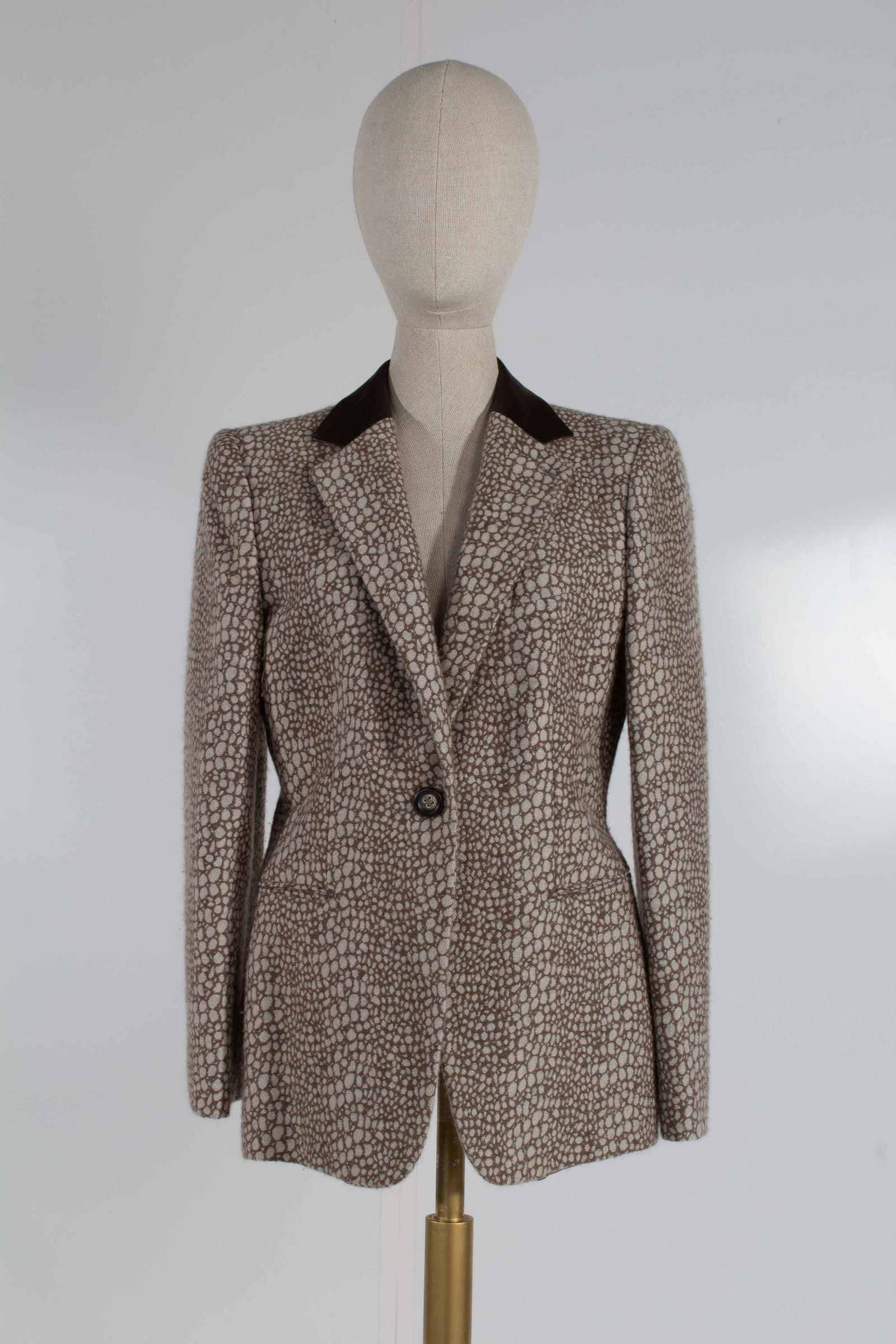 Giorgio Armani Black Label Cashmere/Silk Blazer Leather Trim Size 46 (1 of 15)