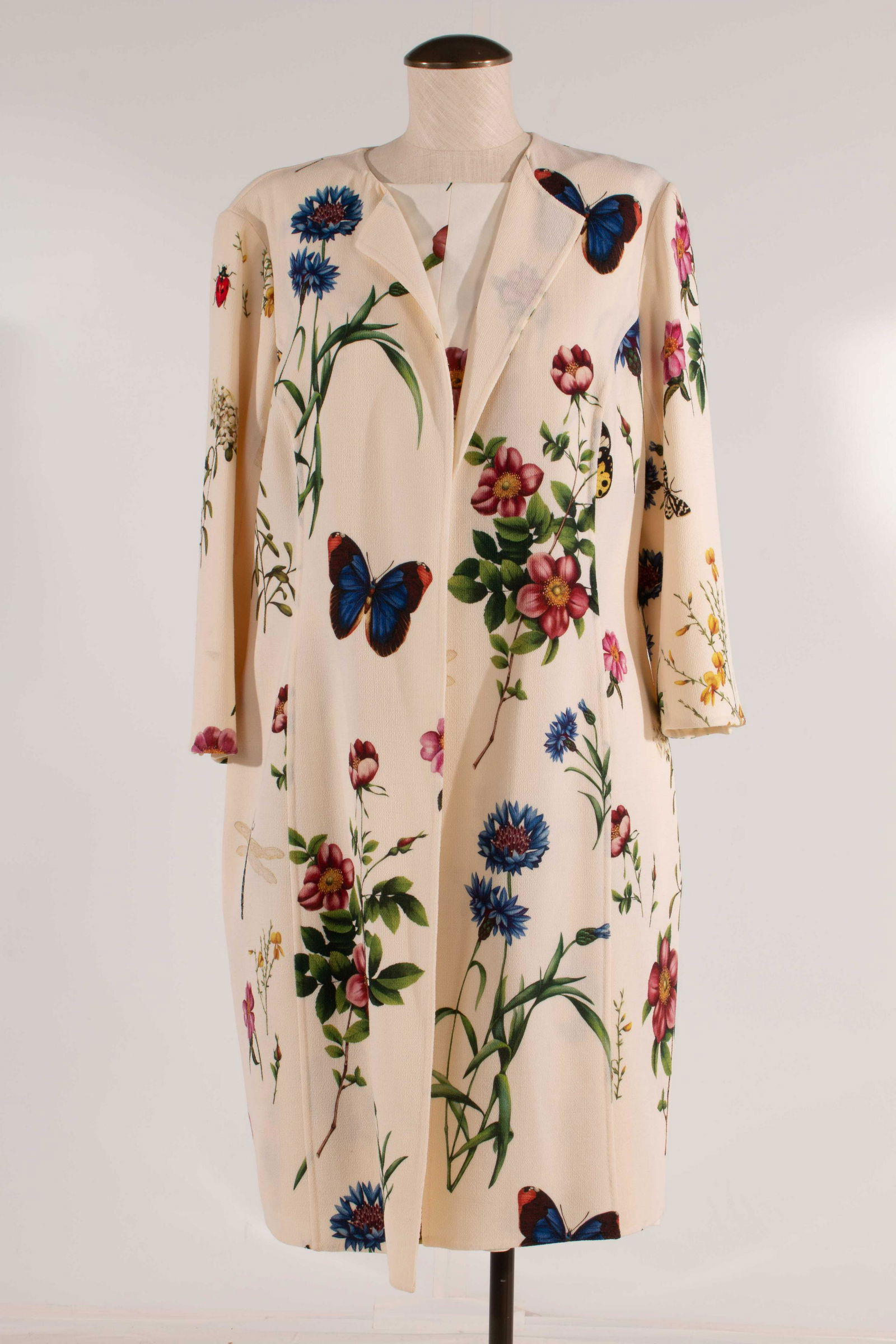 Oscar De La Renta Wool Dress Suit Botanical  Size 10 CREME (dry clean) (1 of 11)