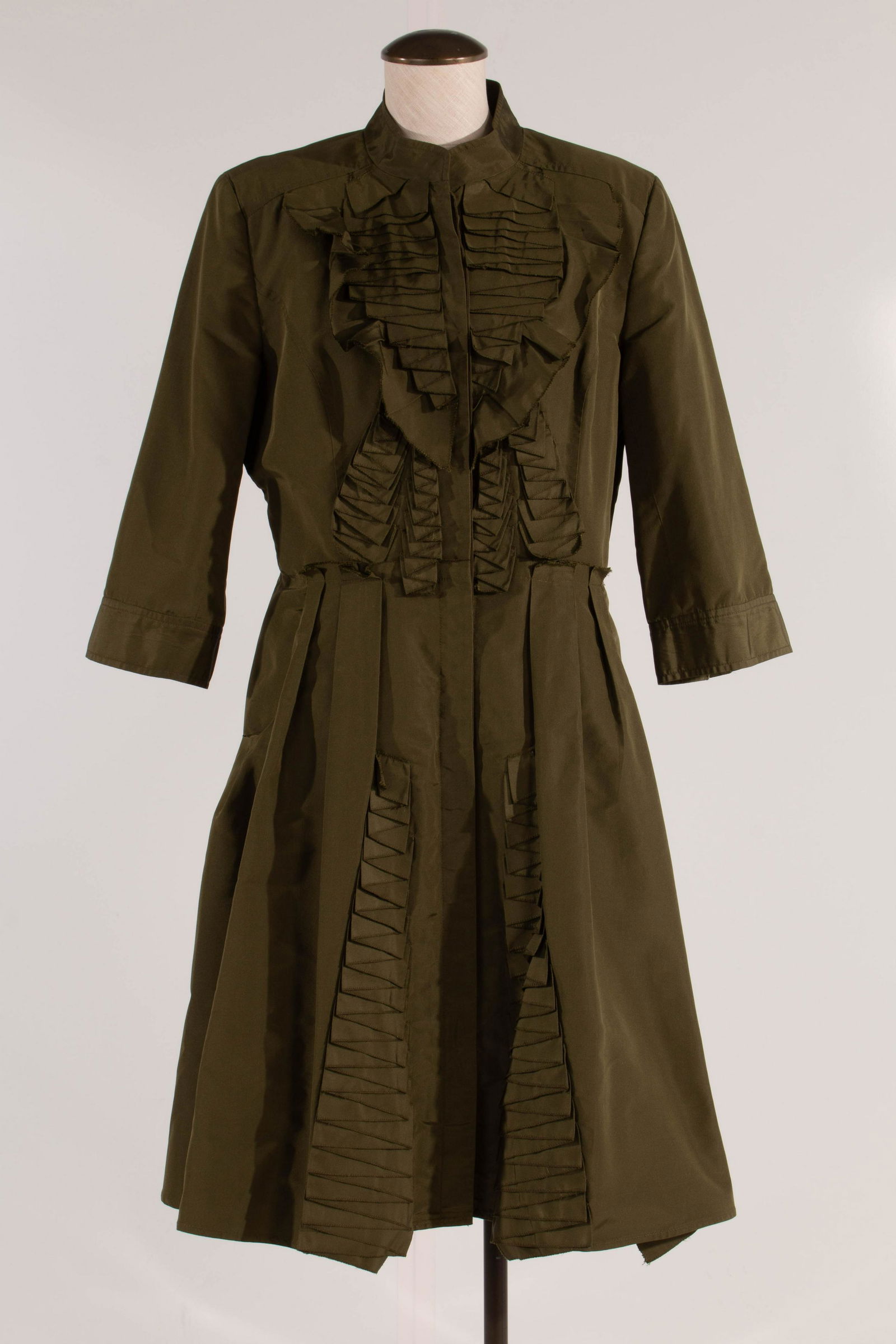 Oscar De La Renta Silk/ Nylon Ribbon Dress Size 12 (fits smaller) GREEN (1 of 8)