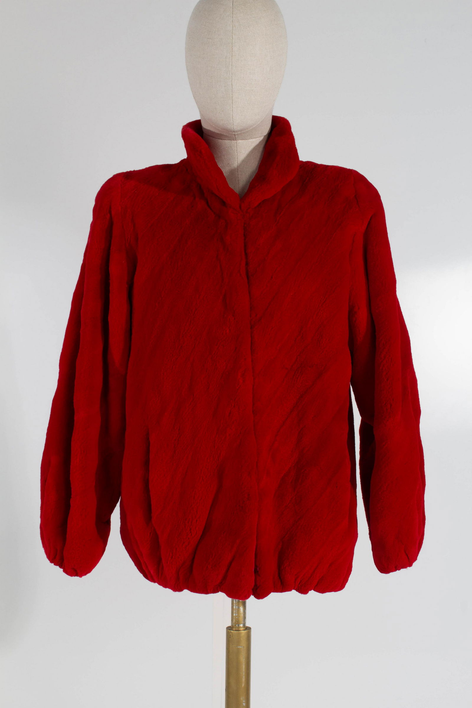 I. Magnin Rabbit Fur Bomber Jacket  RED (no size label) (1 of 14)