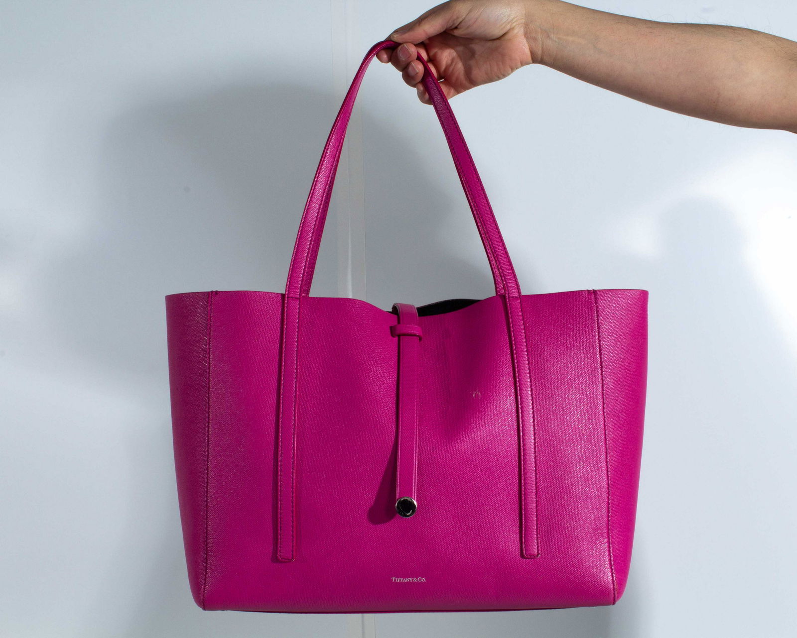 Tiffany & Co. Embossed Leather Tote Bag Fuchsia (1 of 10)