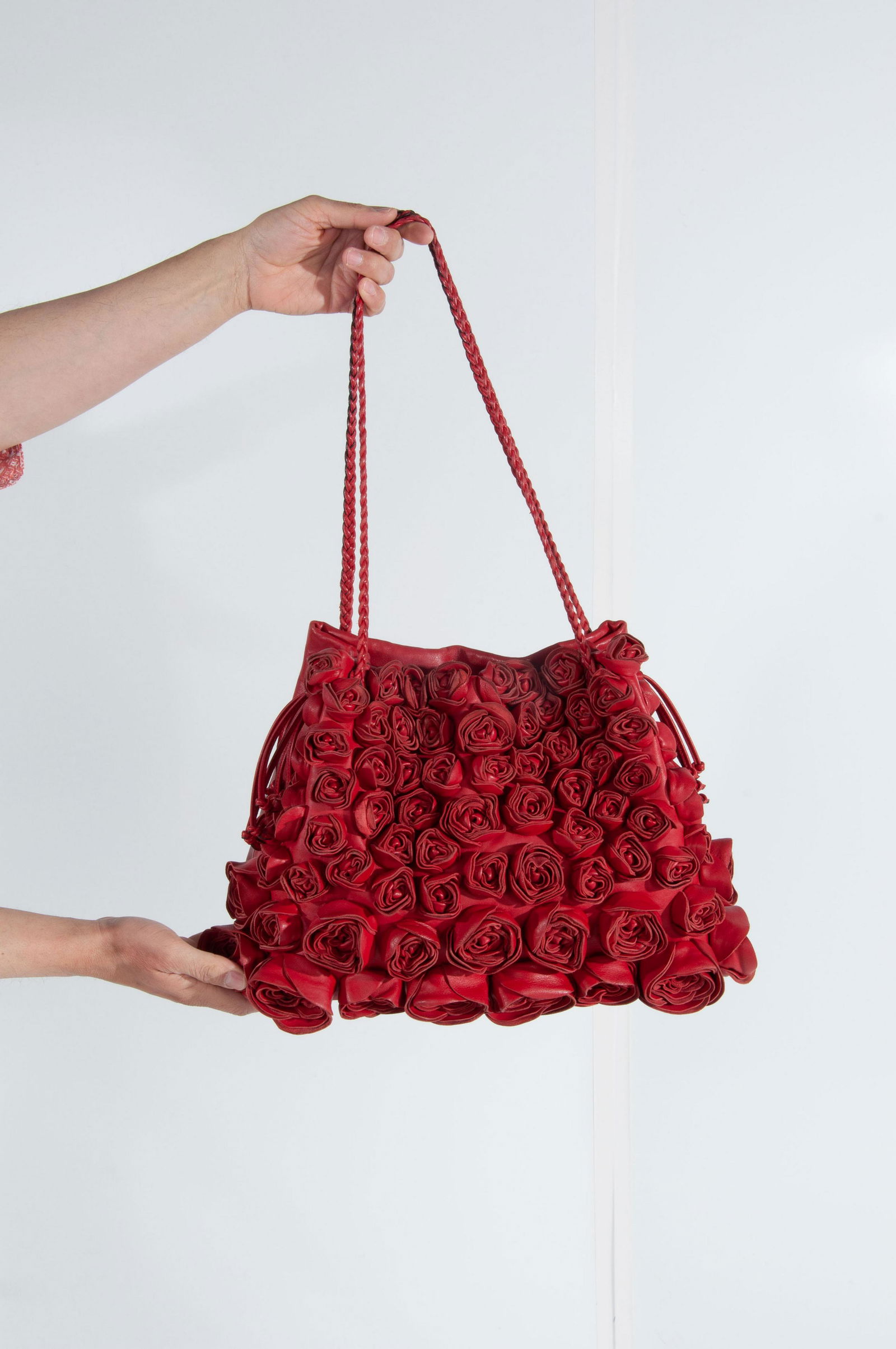 Valentino Garavani Leather Rosettes Shoulder Bag Red (1 of 13)