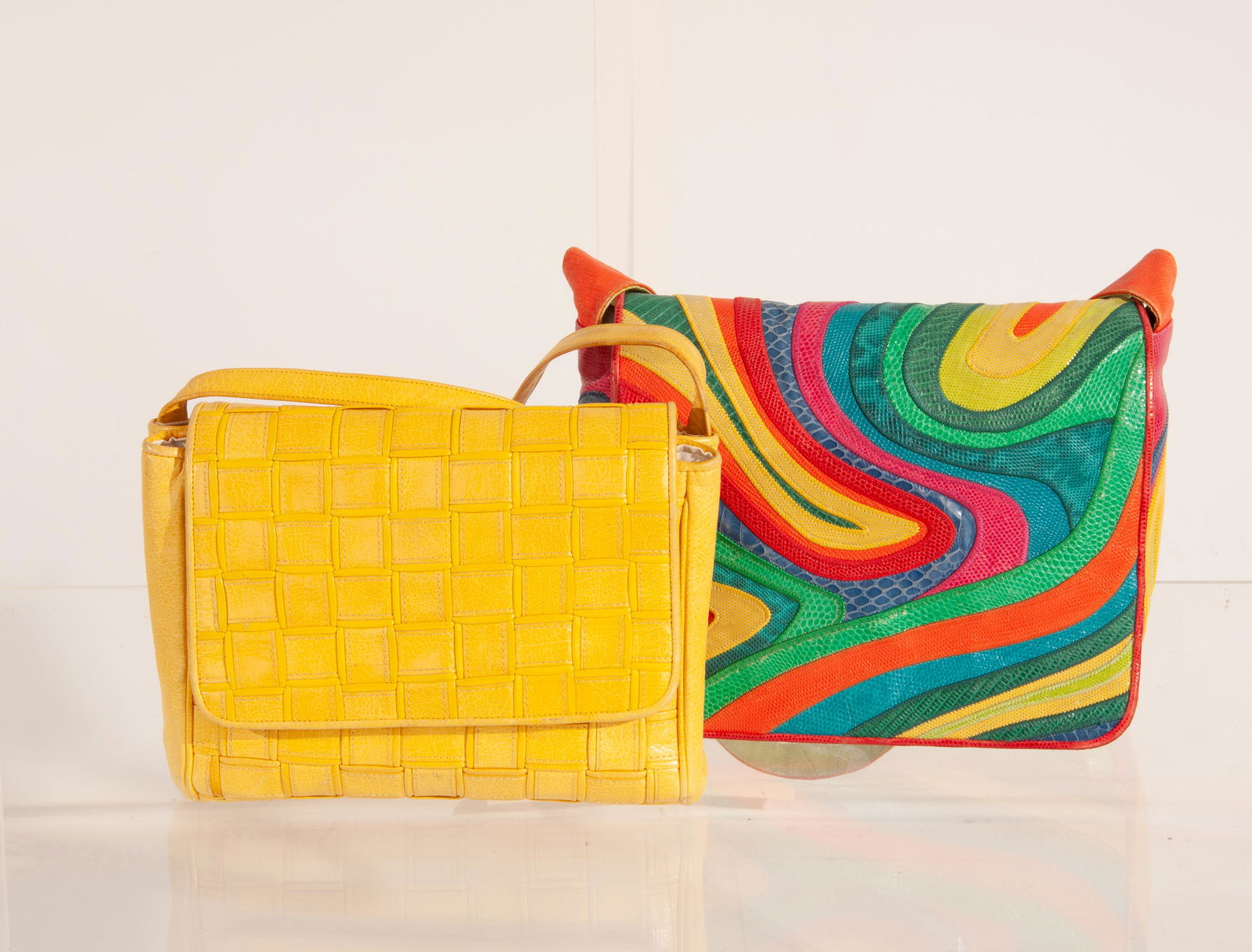 Vintage Sharif Lot of 2 Leather Patchwork Quilted Handbags Multi (1 of 20)