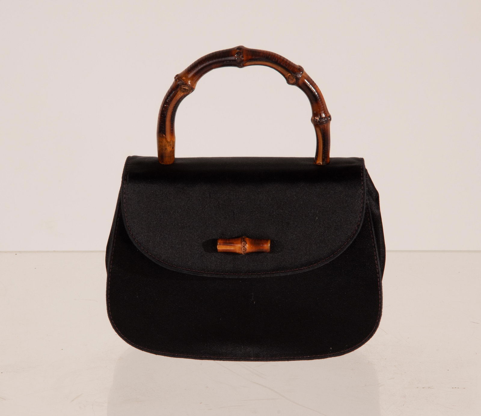 Gucci Mini Satin Evening Bag Bamboo Handle Gold Chain BLACK (1 of 15)
