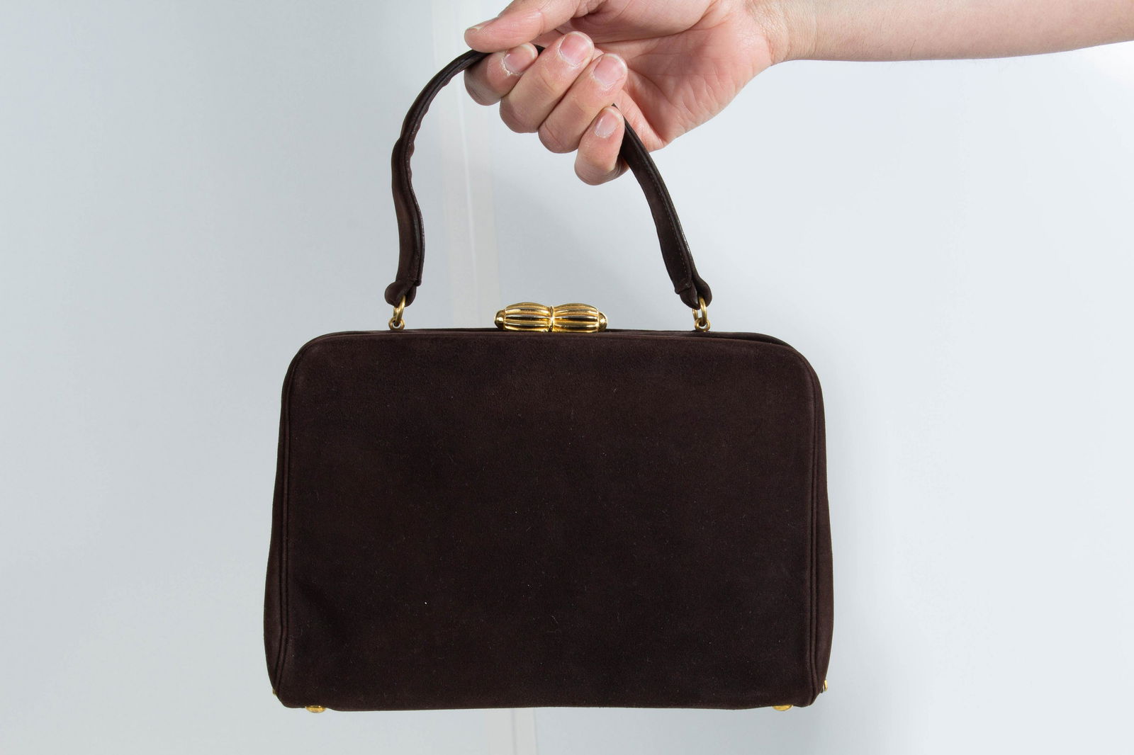 Koret Suede Leather Handle Bag w/ Satin Coin Purse Gold Clasp (1 of 15)