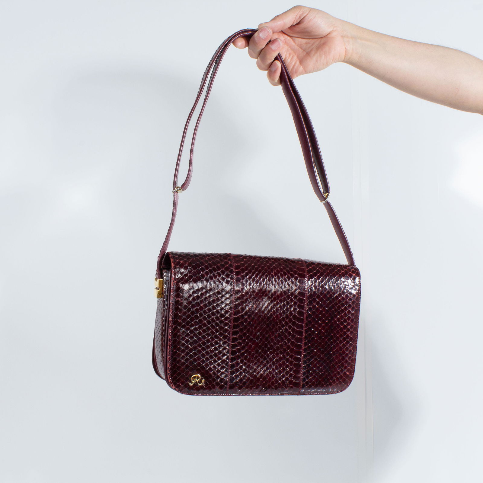 Robert Florence Snakeskin Shoulder Bag Burgundy (1 of 11)