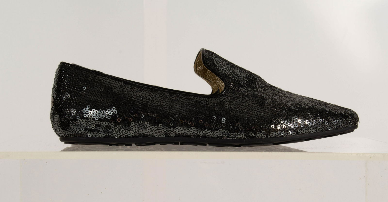 Jimmy Choo Sequin Loafer Gun Metal Size 38: Jimmy Choo Sequin Loafer Gun Metal Size 38: FLAT Heel