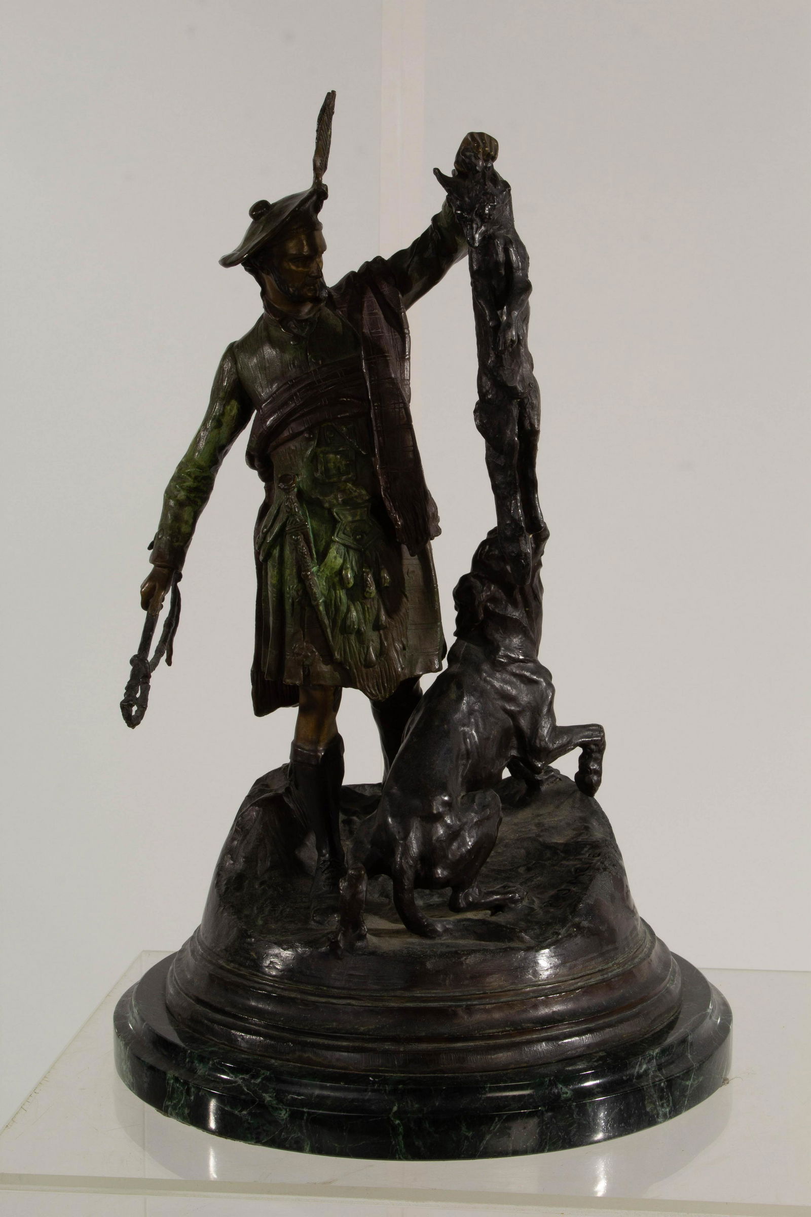 Bronze Hunting Scottish Fox Hunting Sculpture Signed P.J. Mene (1 of 8)