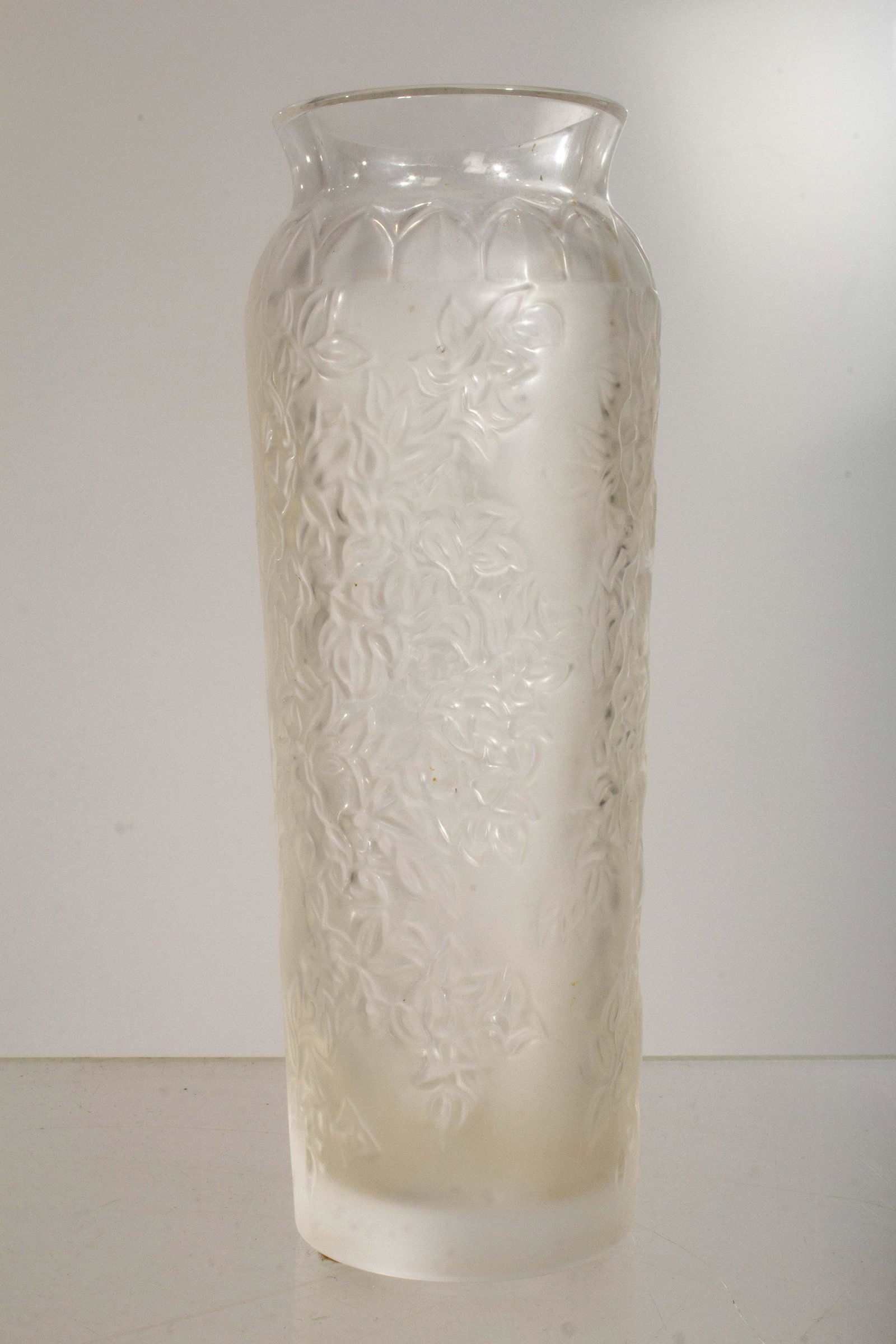 Lalique Frosted Floral Vase: Vase has discoloration from use