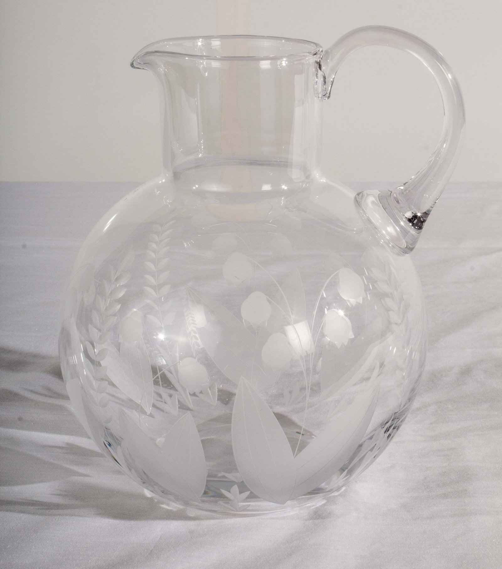 Tiffany Etched Floral Water Pitcher: Tiffany Etched Floral Water Pitcher