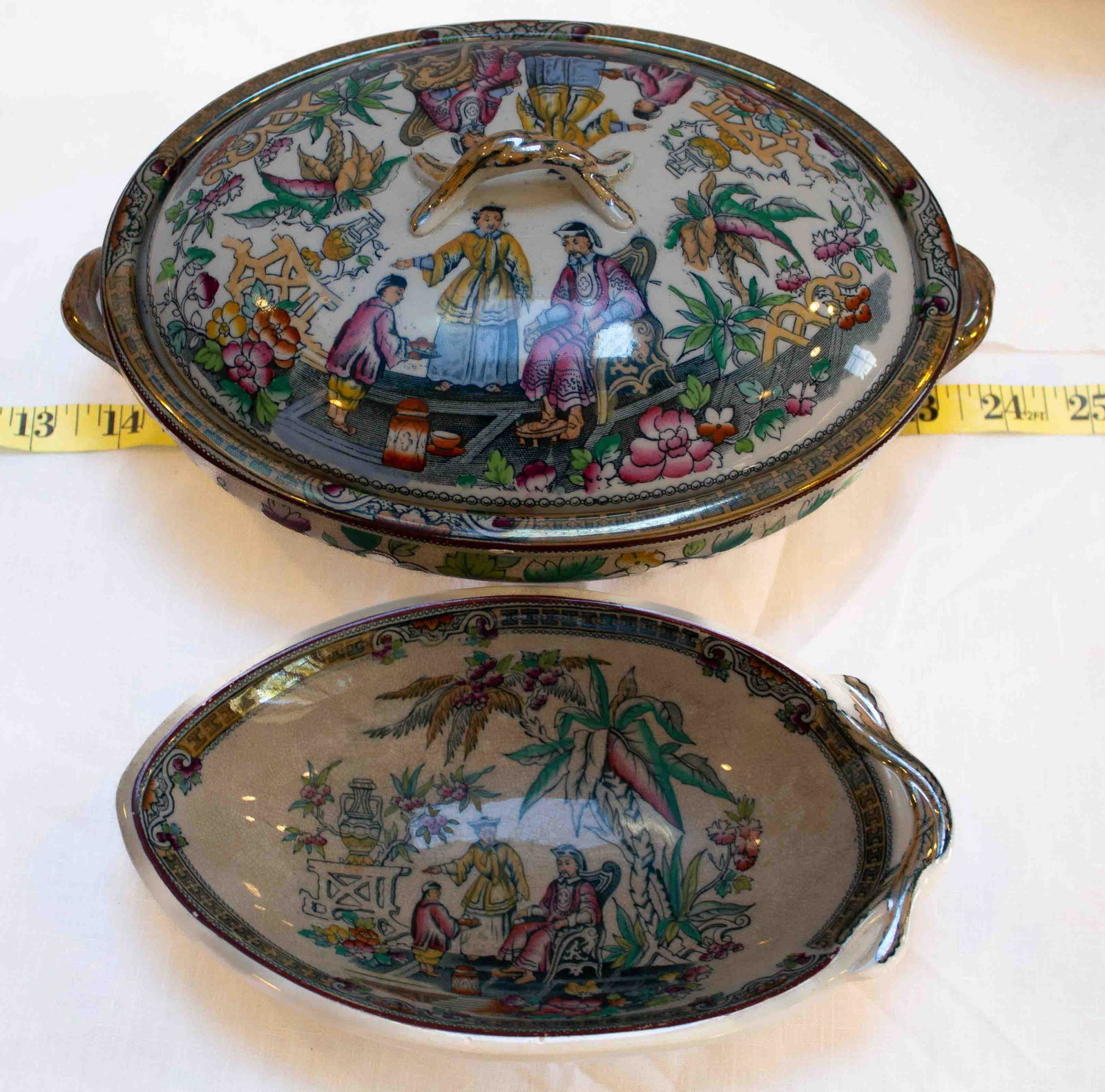 B&H Pekin Chinese Serving Set 3Pc Lot*: Small covered Casserole dish and an egg shaped dish