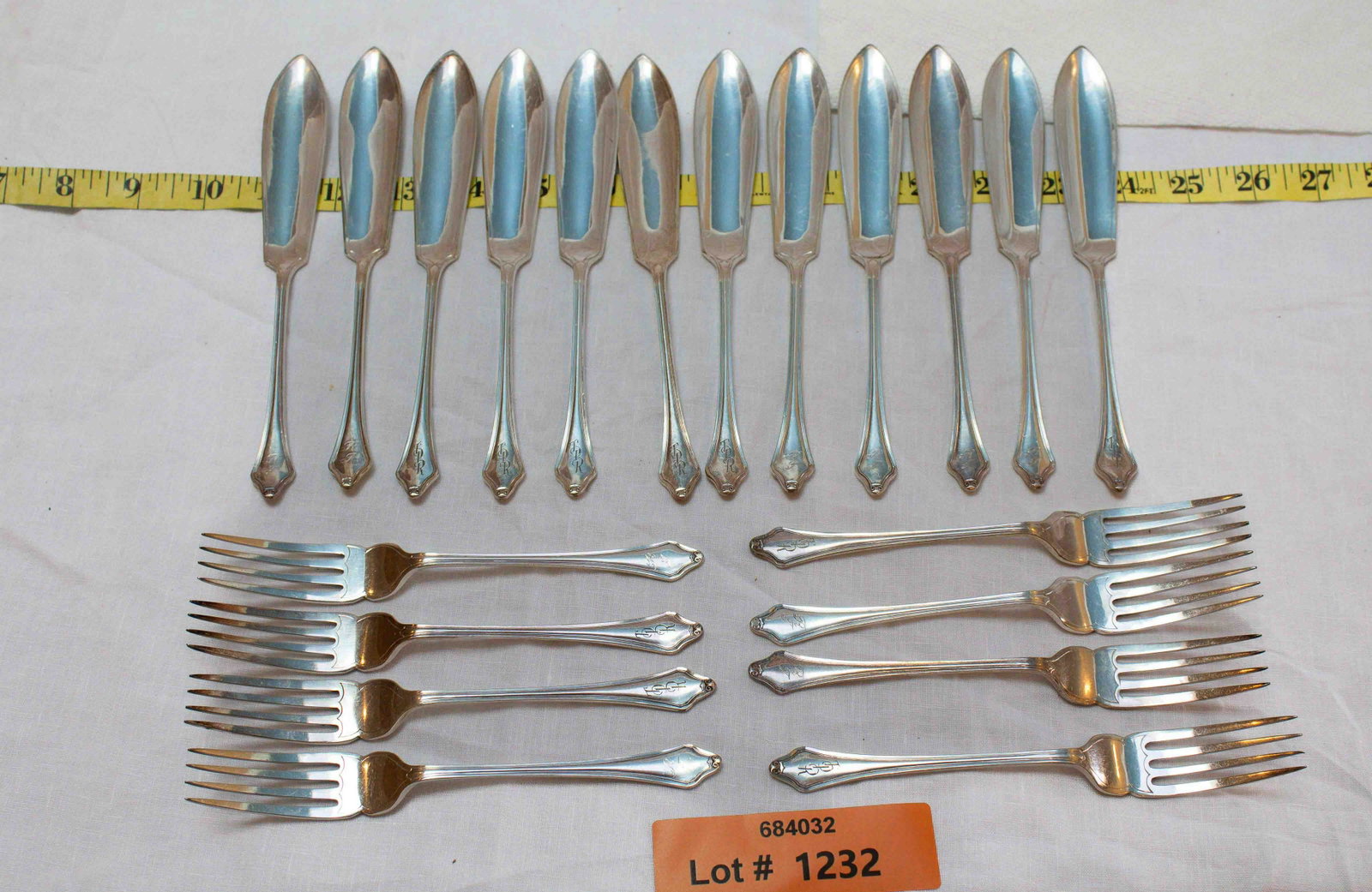 Ridley Tree Monogramed Fish Knives & Forks Set of 20*: Ridley Tree Monogramed Fish Knives & Forks Set of 20*