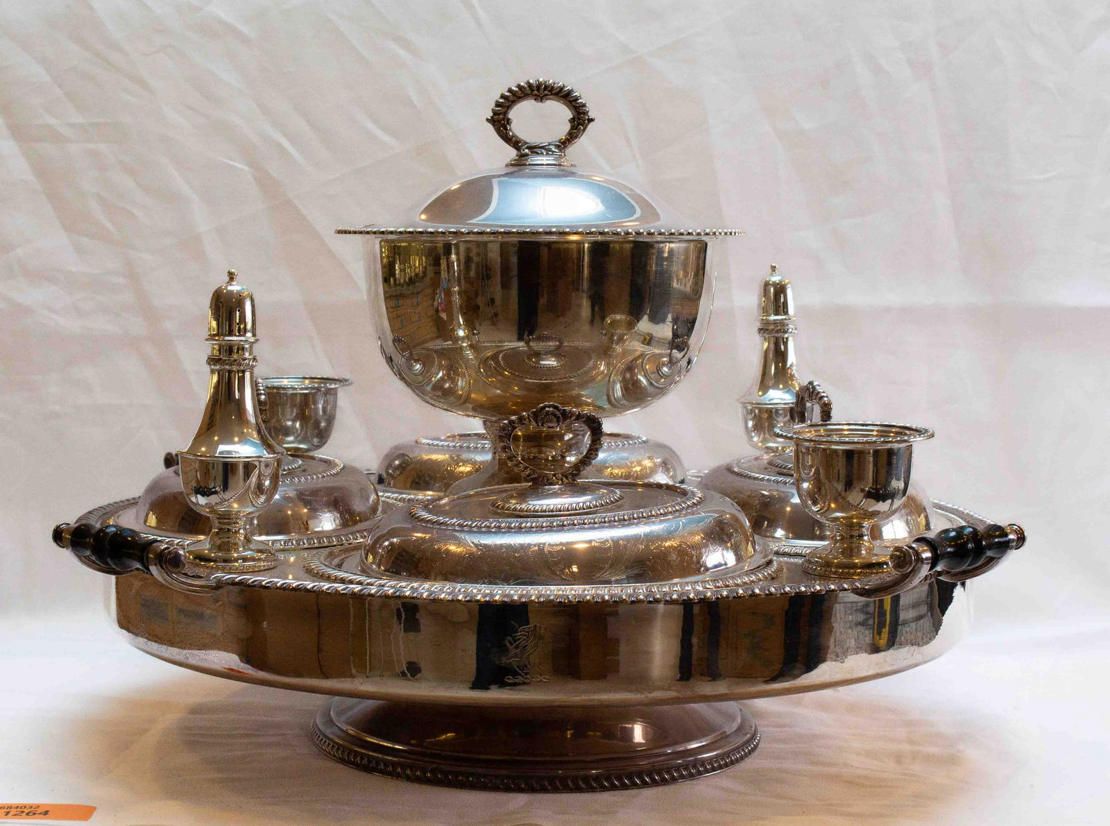 Cheltinham English Silver Plate on Copper Lazy Susan Server Set (1 of 11)