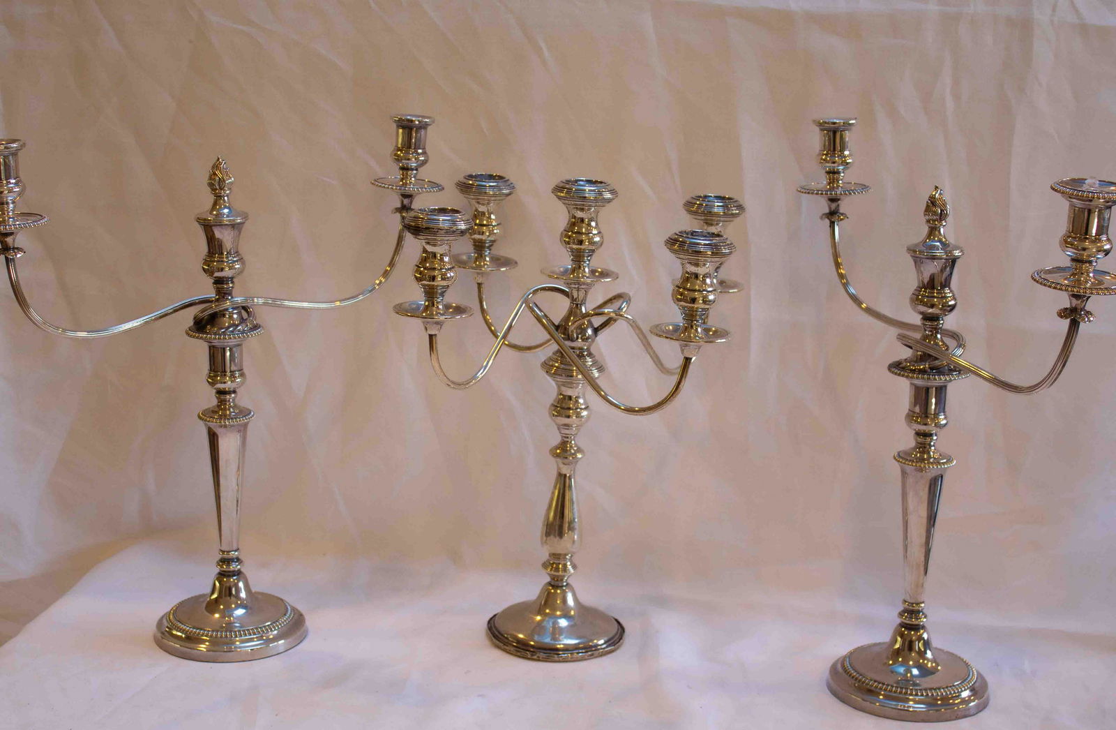 Lot of 3 Assorted Silverplate Canelabras (1 of 9)