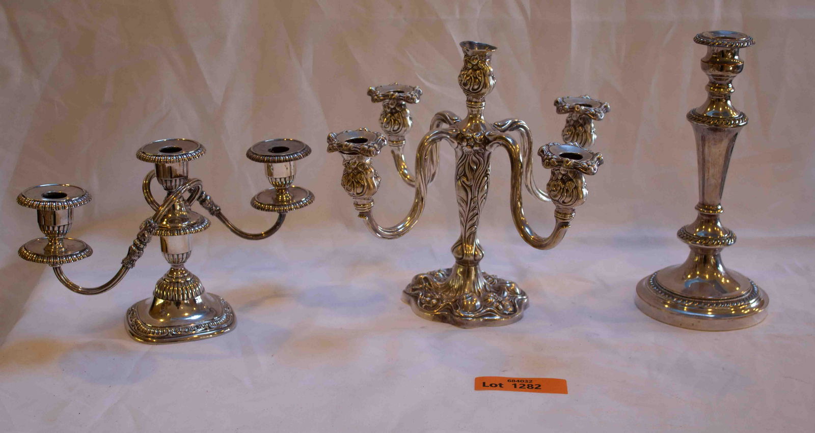 Lot of 3 Assorted silverplate Candel Holders (1 of 4)