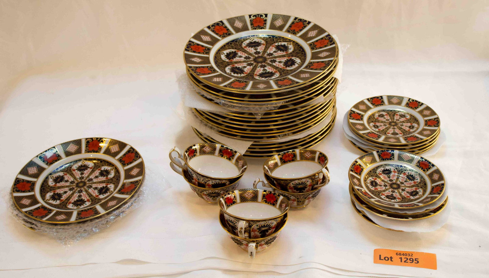 Derby China 36 Pieces: 18 Dinner Paltes, 6 Bread Plates, 6 Cups and Saucres, 4 Salad/Dessert Plates