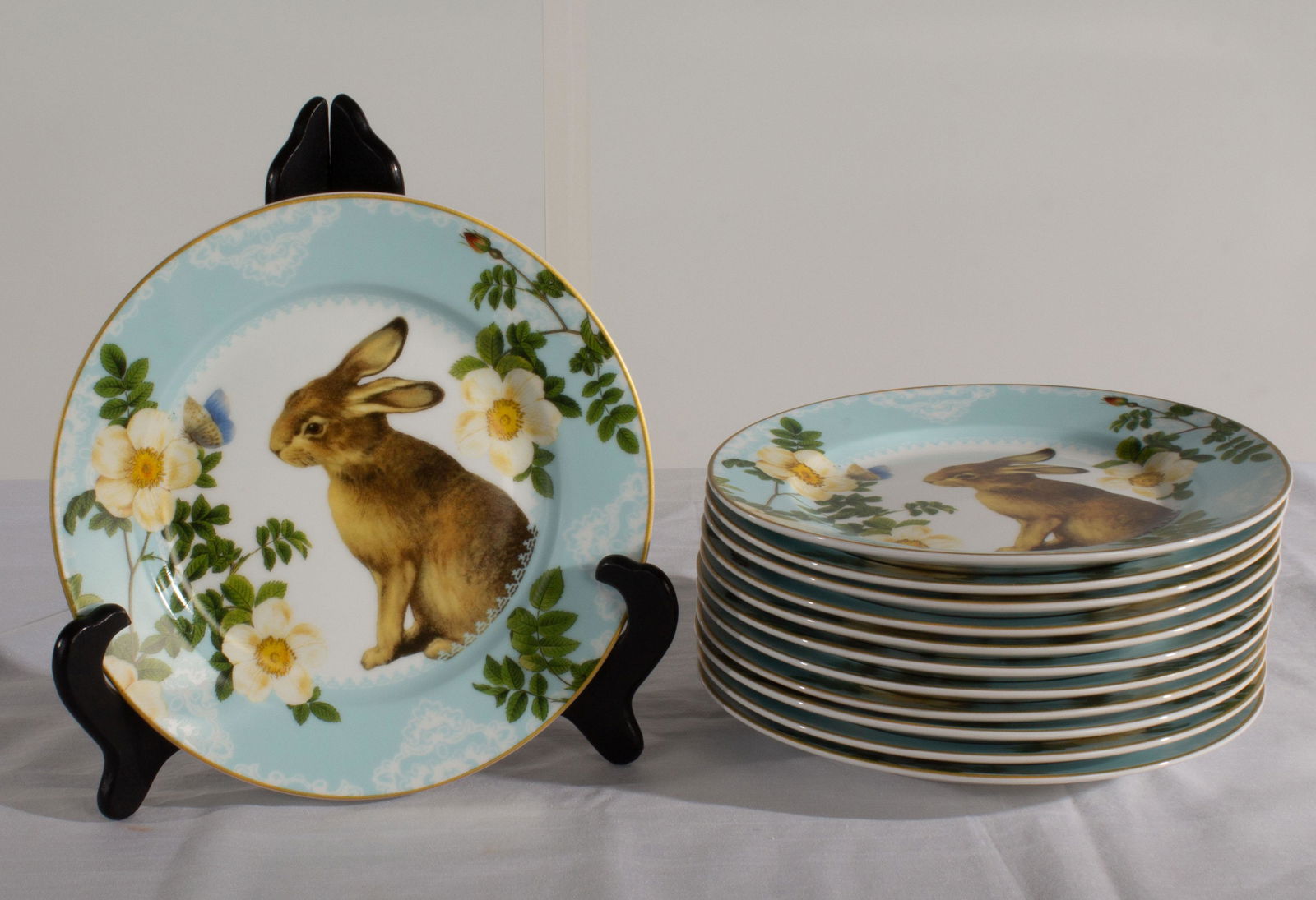 William Sonoma 12-9" Salad/Dessert Plates (Bunny Design) Look for Napkin Rings to Match to sell as (1 of 5)