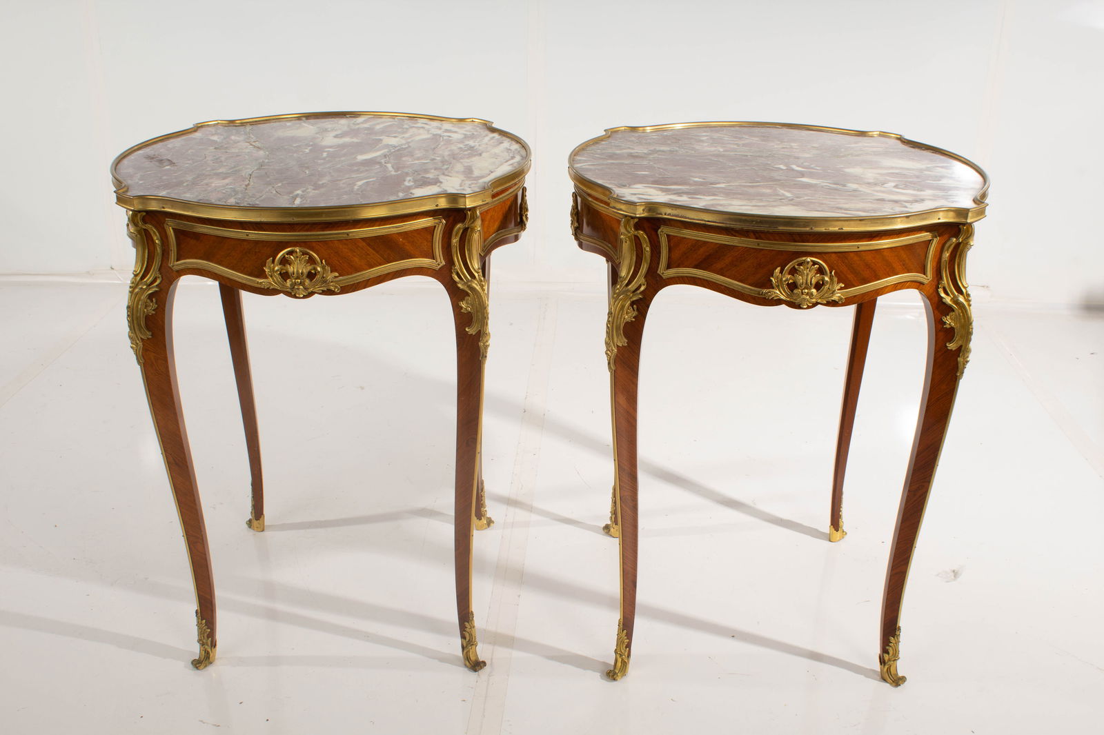French Gilt Side Tables with Purple Stone Surface (Pair) (1 of 7)