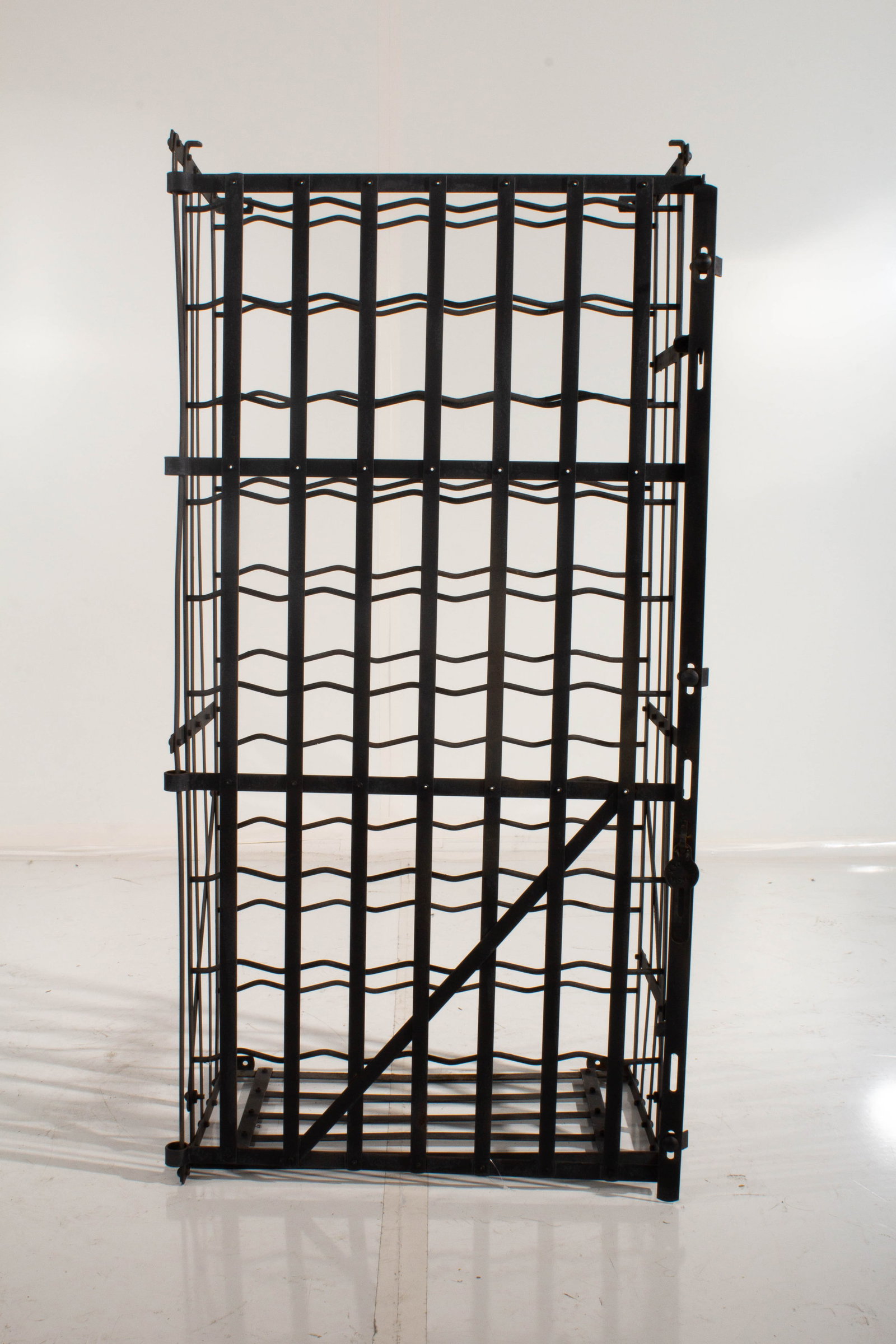Vintage French Rigidex Wine Cage: Some light rust and weathering. Features extended holes on back for easy mounting.