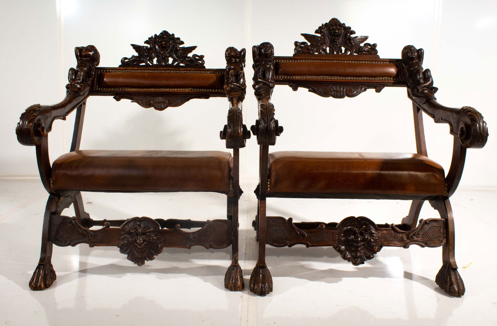 18th/19th Century  Italian Hand Carved Armchairs (Set of 2) (1 of 14)