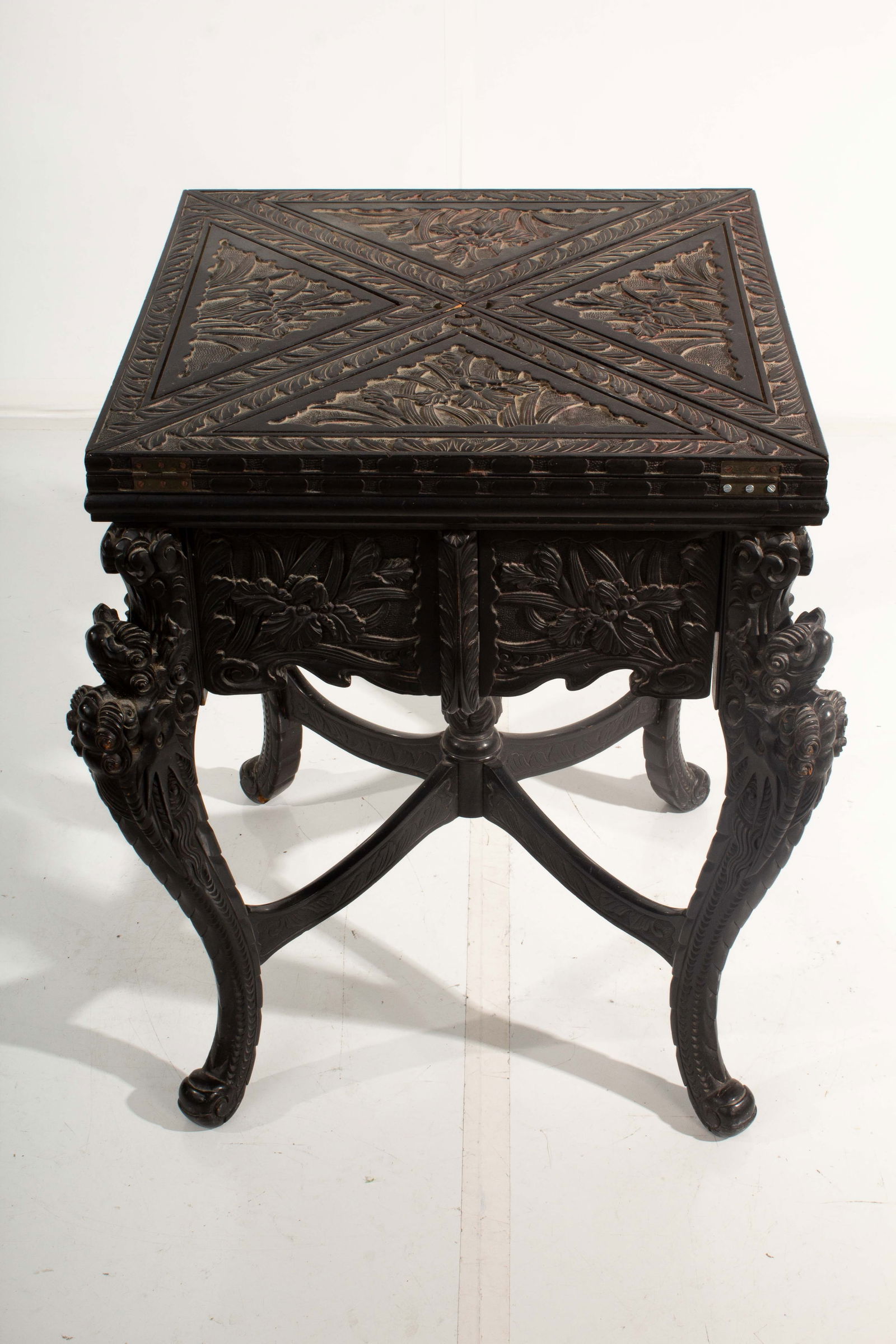 Antique Chinese Carved 4 Drawer Envelope Game Table (1 of 20)