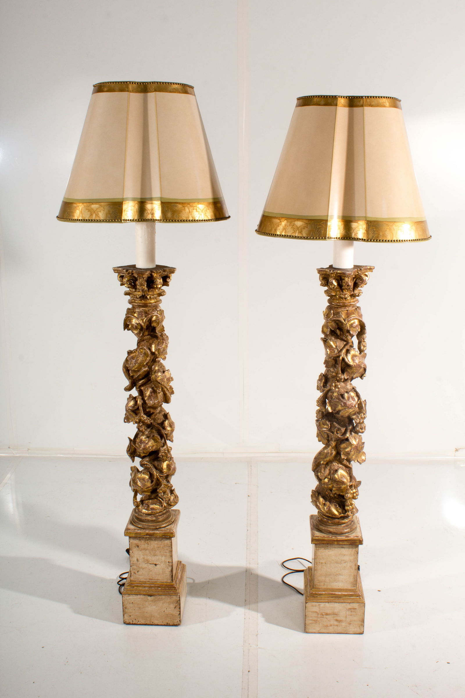 Converted Gilt Style Floor Lamps (Pair) (1 of 12)