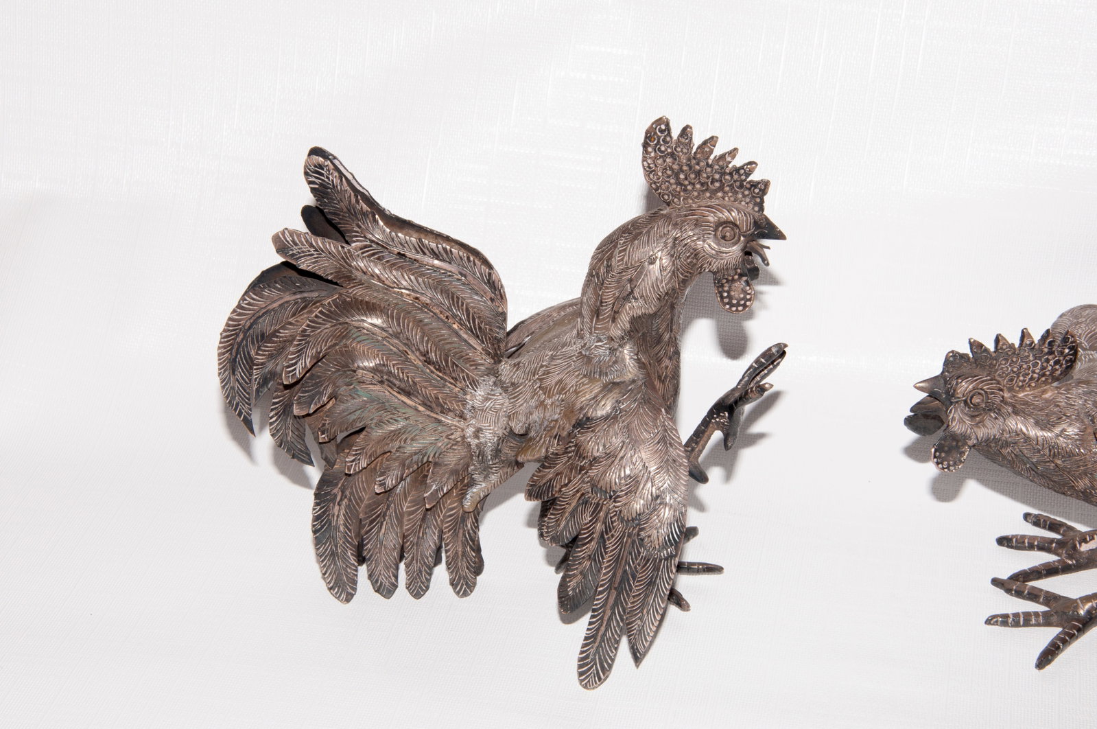 Silver Fighting Cocks - Markings: M/PEP 925: Silver Fighting Cocks - Markings: M/PEP 925 (5.75"H 6"W 5.25"D) (4.5"H 7"W 6.5"D)
