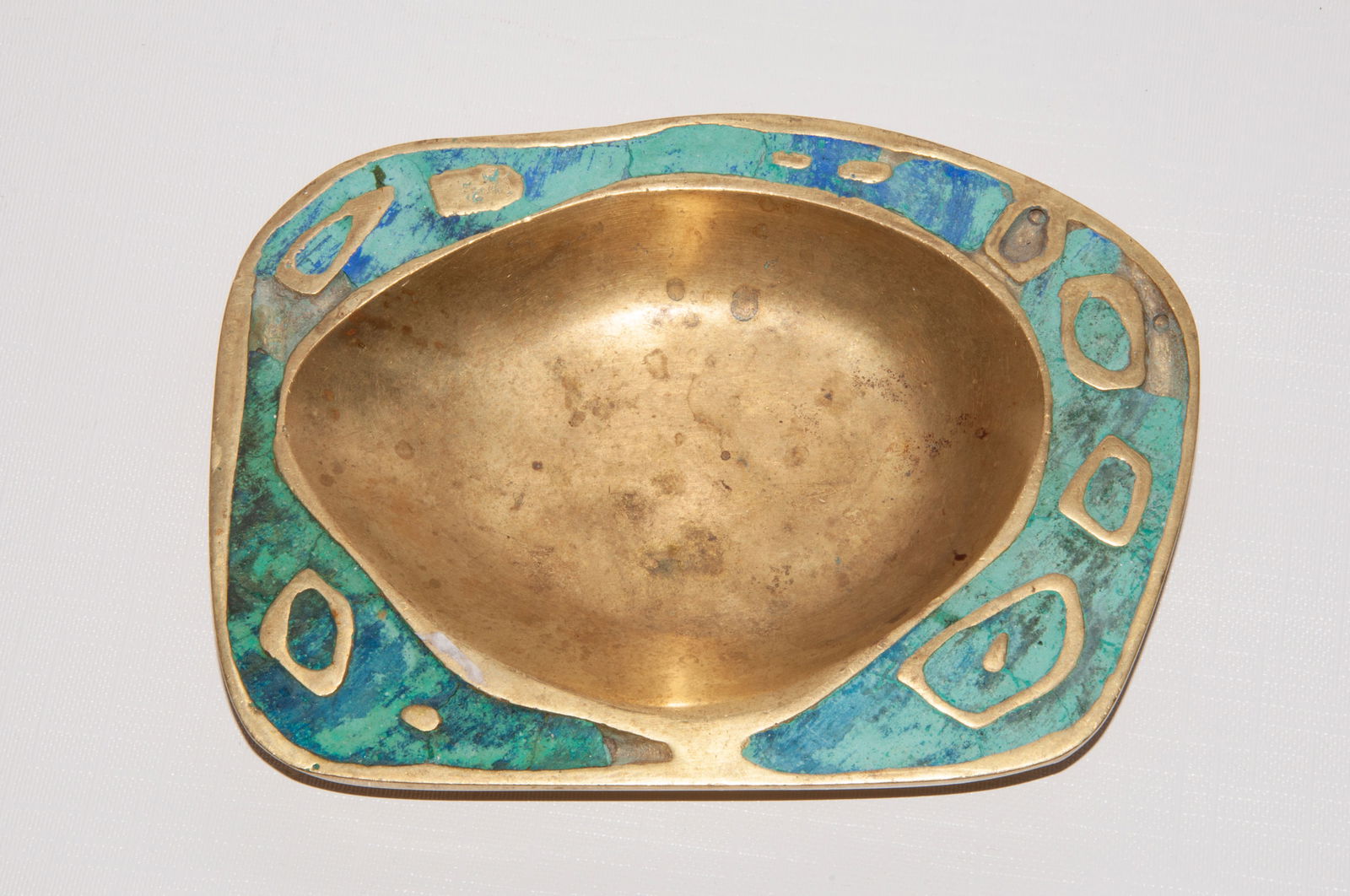 Pepe Mendoza Brass & Turquoise Enamel Ashtray (1 of 9)