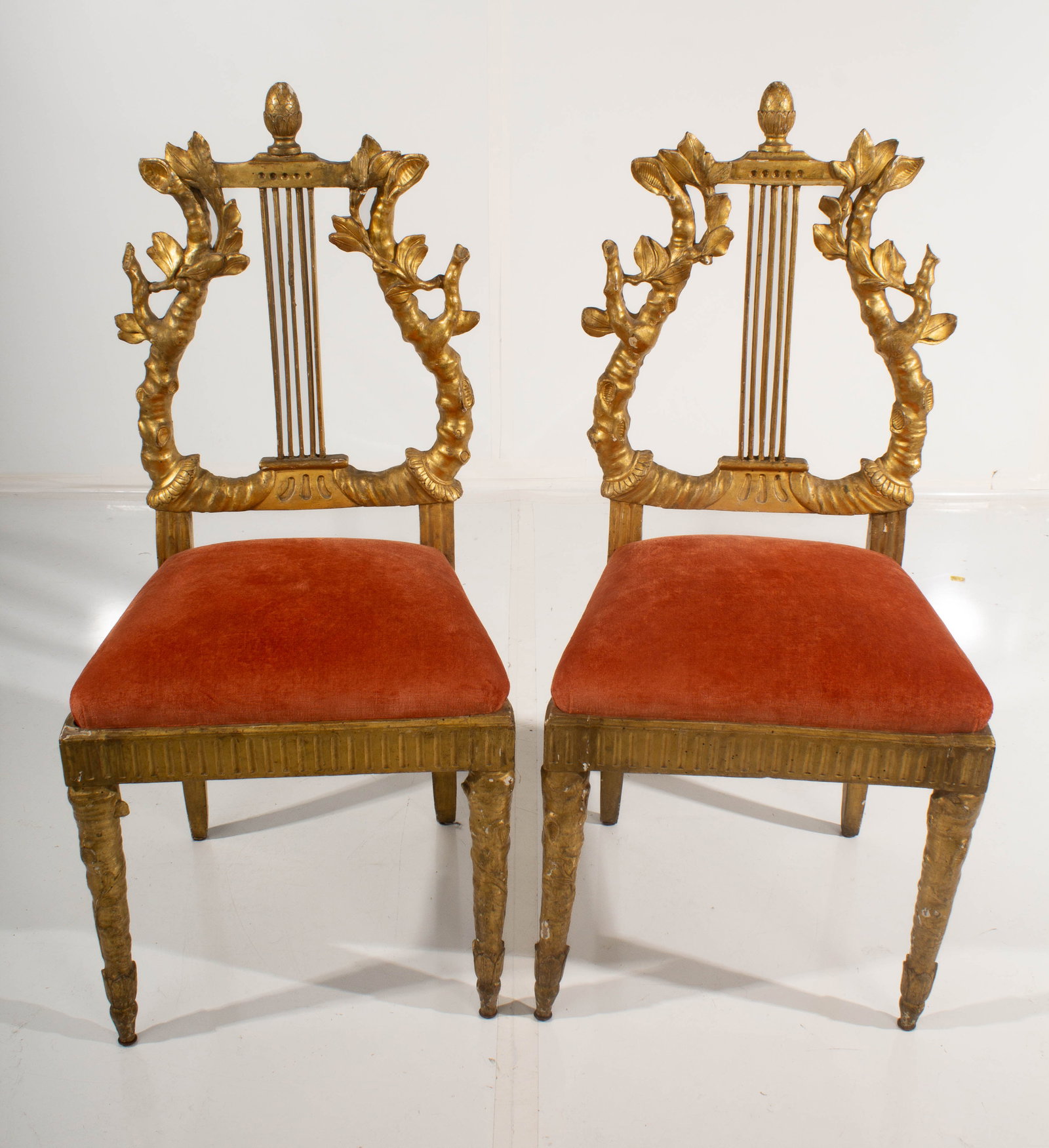 Venetian Giltwood Lyre Back Side Chairs 18th Century (Pair) (1 of 15)
