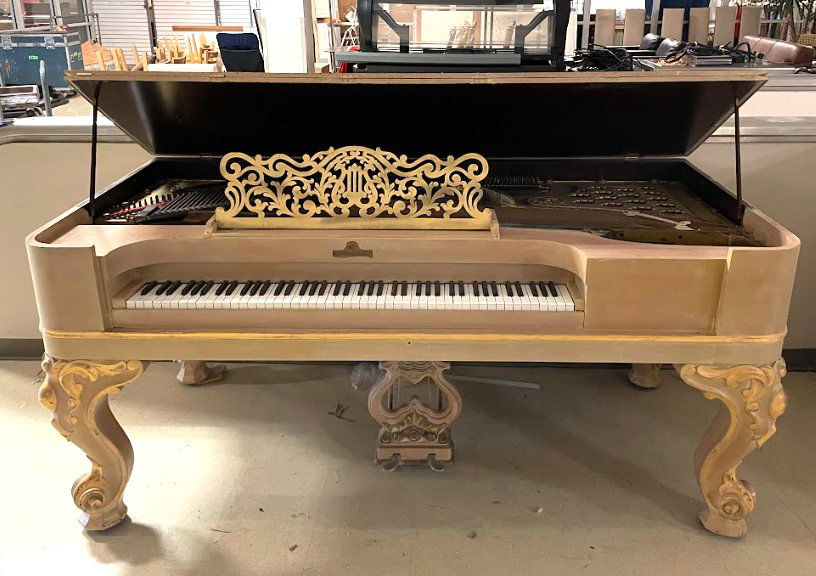 19th Century Steinway Box Piano-Painted: 19th Century Steinway Box Piano, painted sides