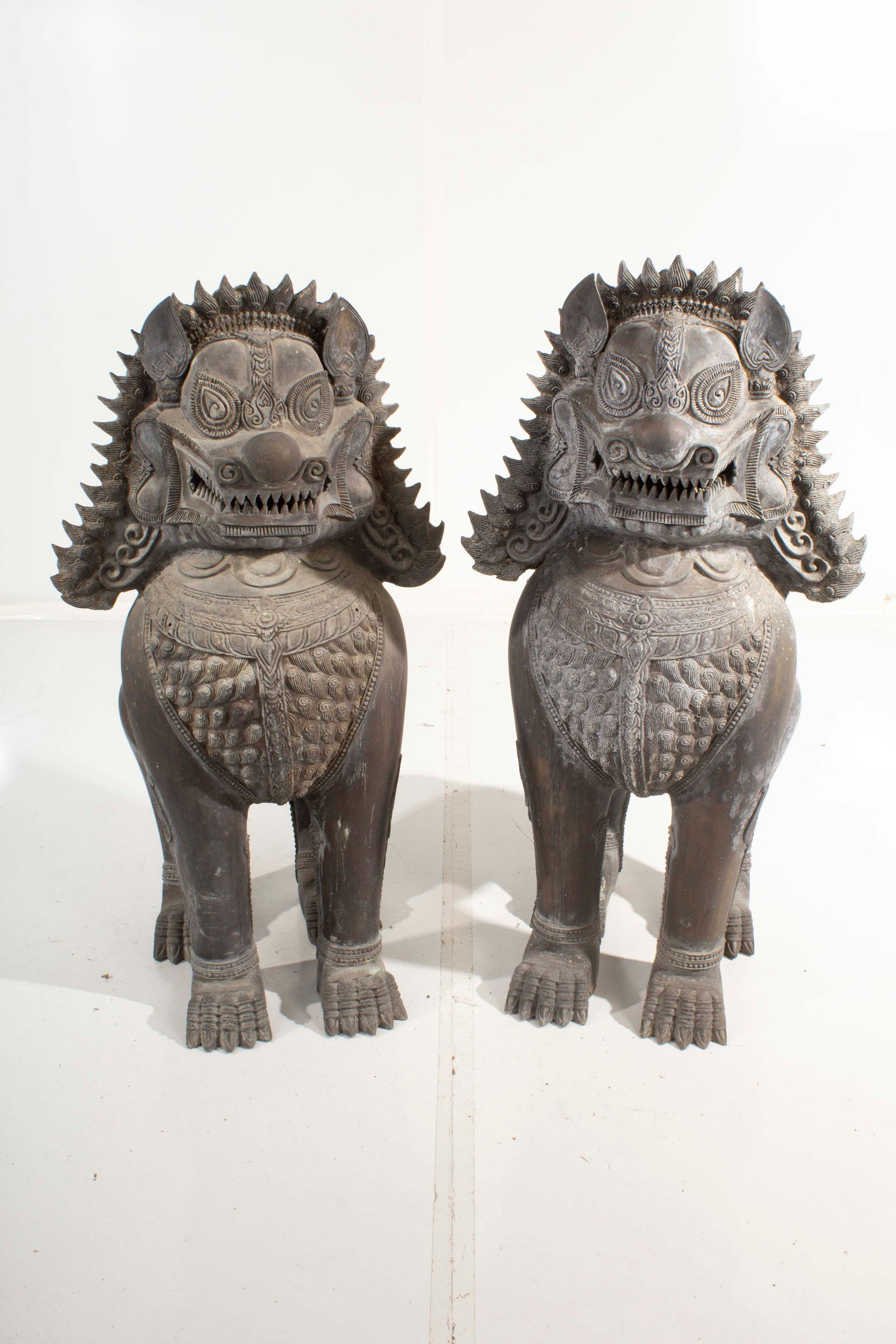 Pair of Metal Foo Dog Statues (1 of 12)