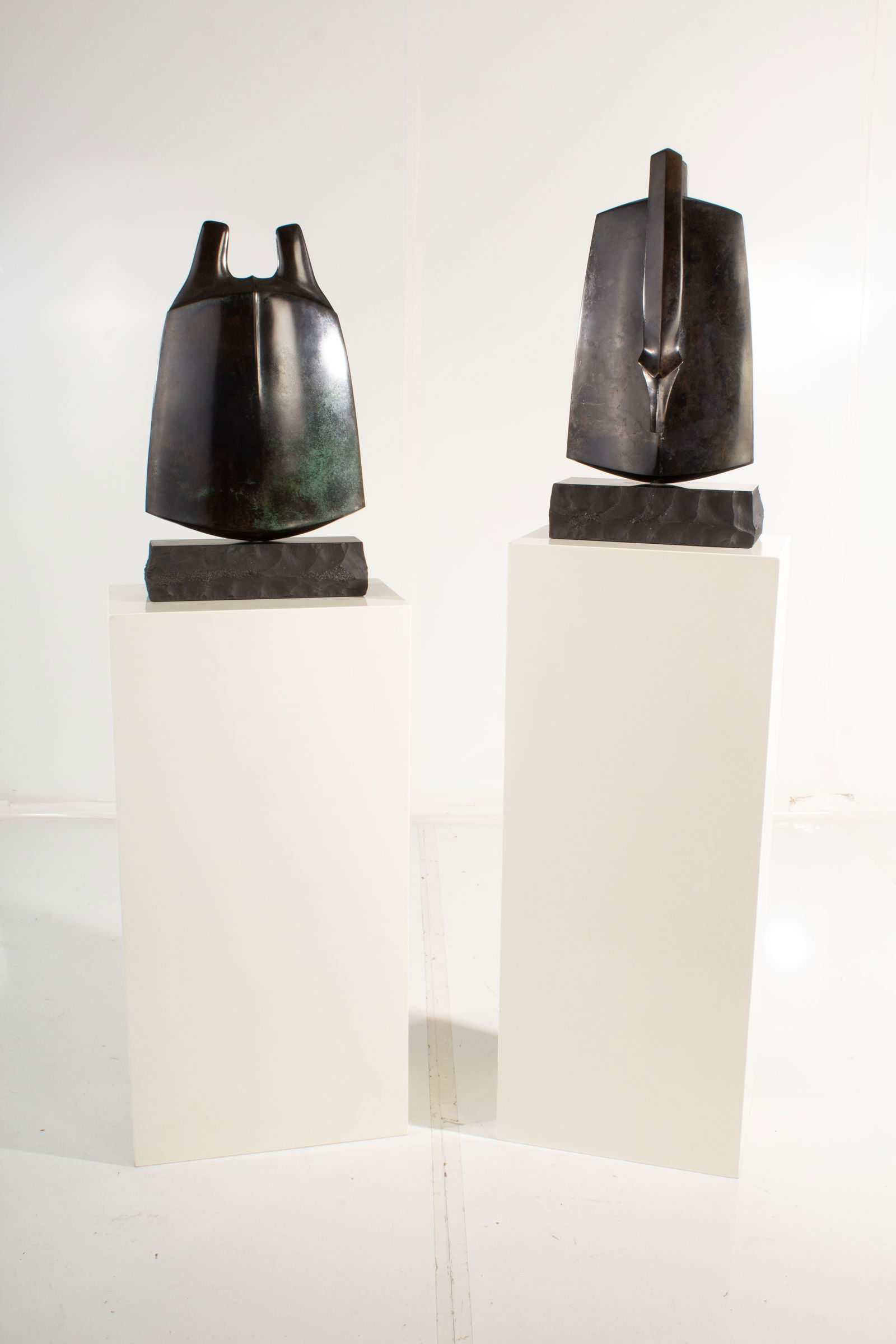 Chui Faising 'Bell Form 1 & 2' Bronze Figural Sculptures  (Set of 2) (1 of 9)