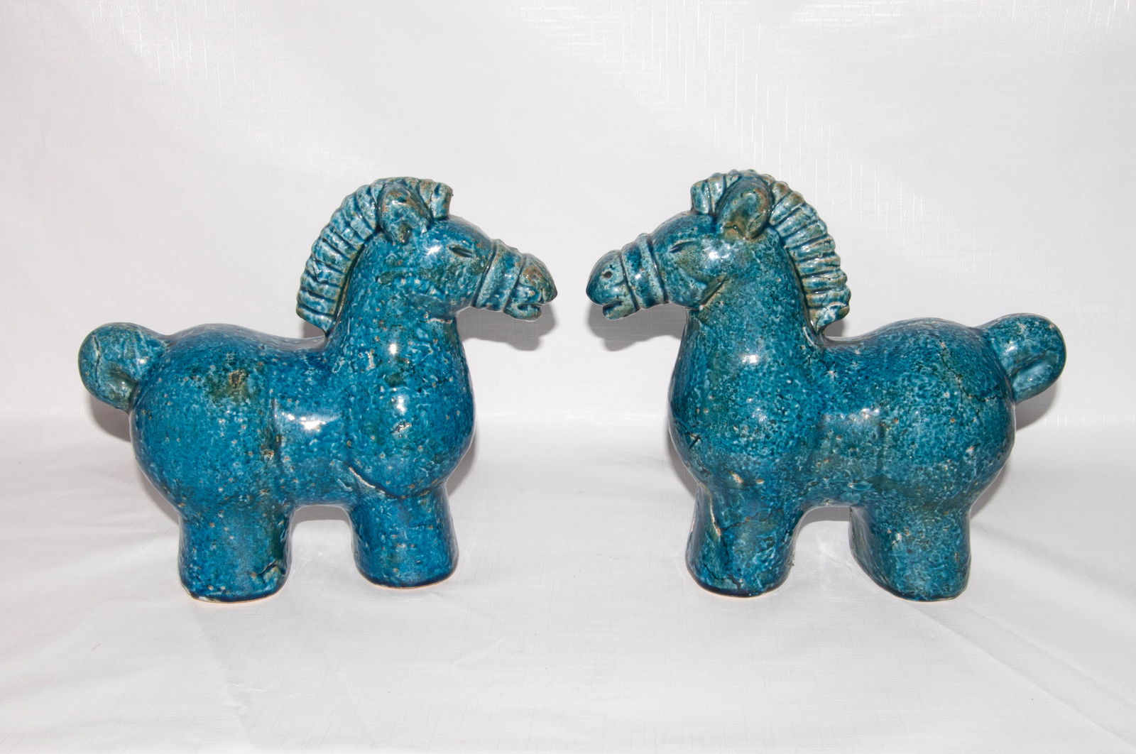 Aldo Londi Bitossi Ceramic Blue Horse (Pair) (1 of 8)